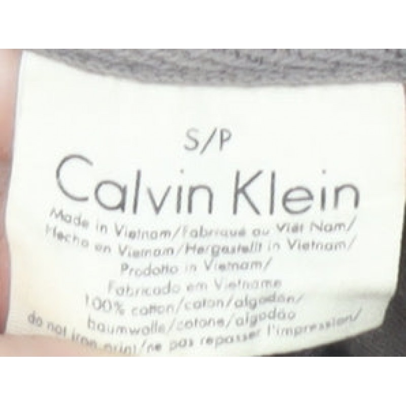 Calvin Klein Mens Pullover Hoodie Size S Grey Long Sleeve Hooded Logo - close detail