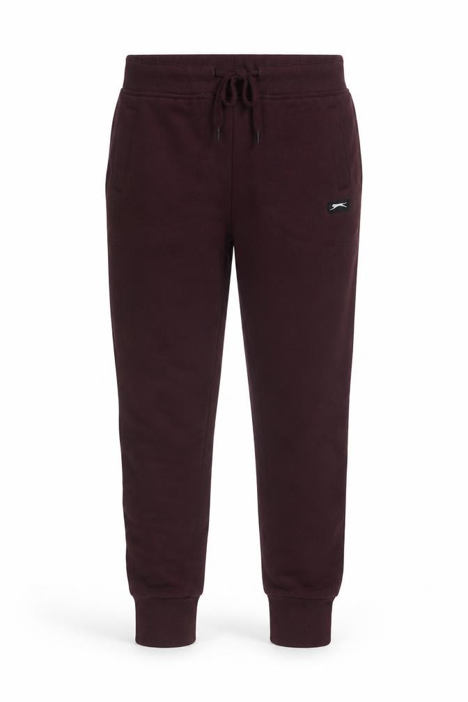 Womens Slazenger Size 10 Jogger Trousers Brown Casual Pockets Logo - front view