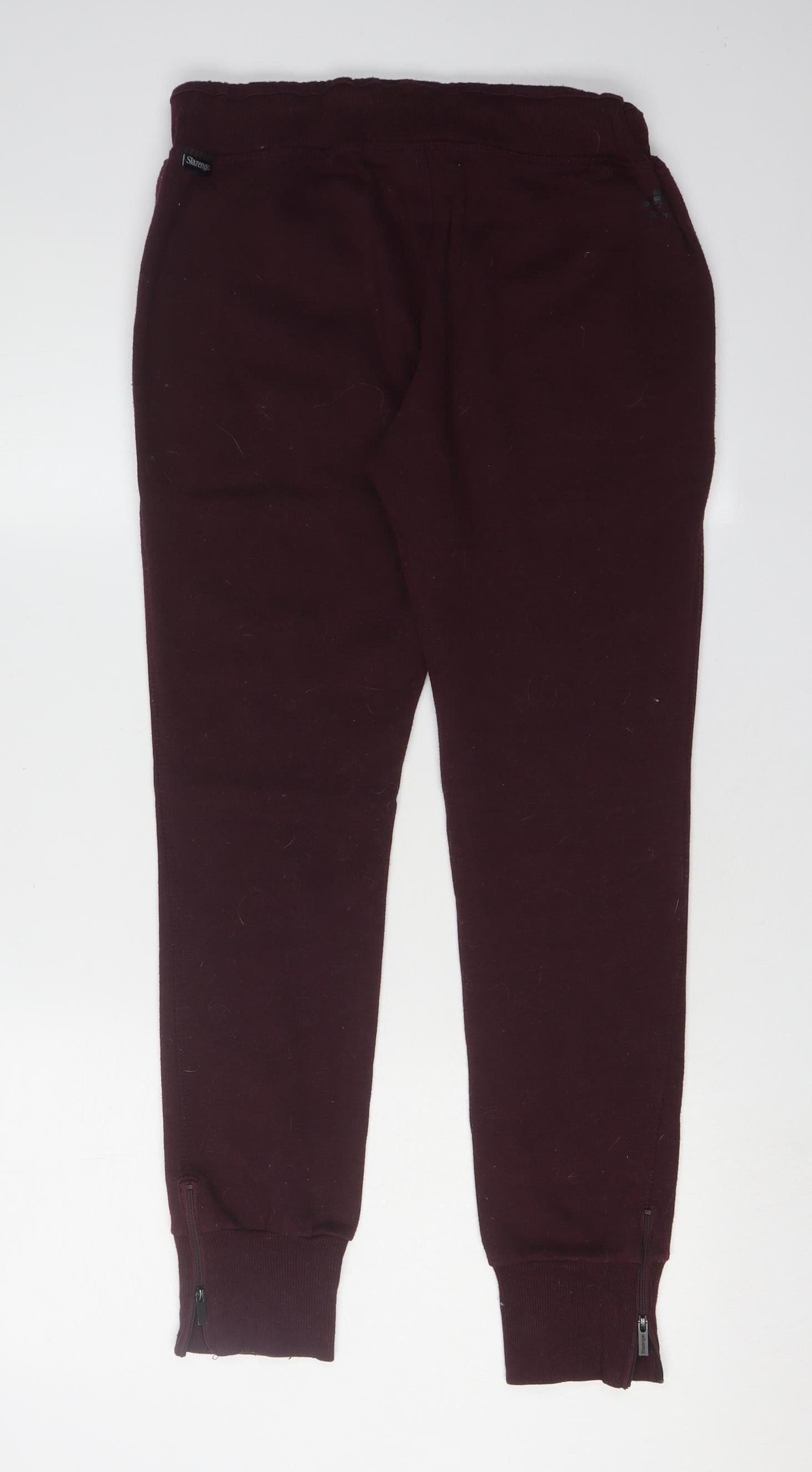 Womens Slazenger Size 10 Jogger Trousers Brown Casual Pockets Logo - label detail