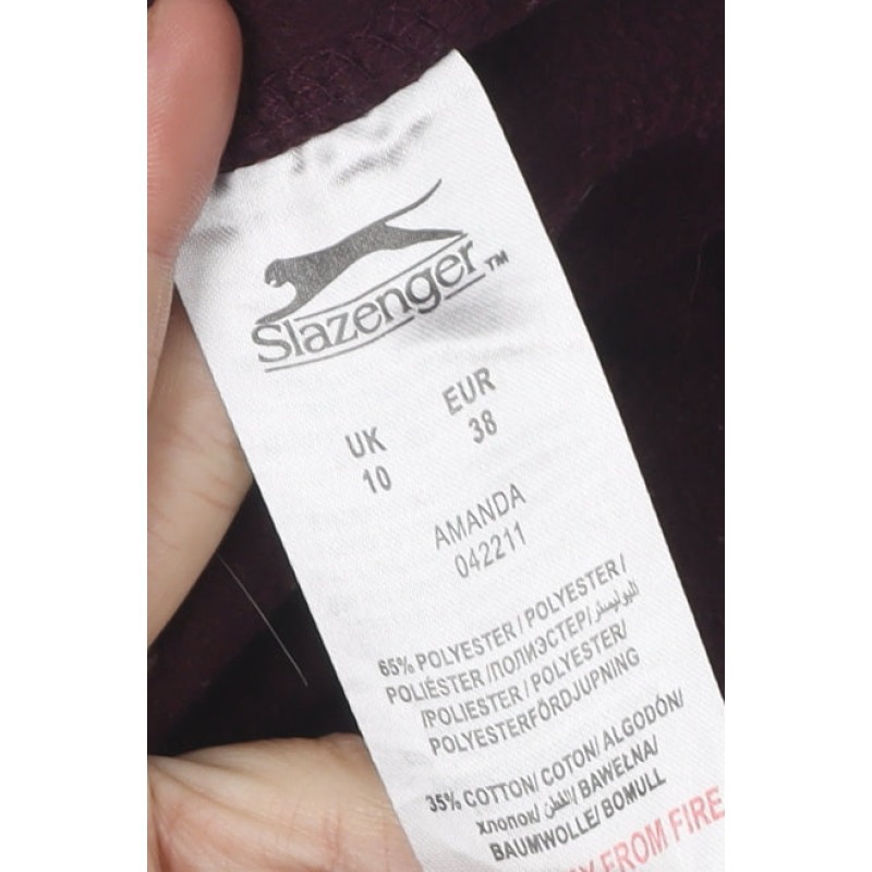 Womens Slazenger Size 10 Jogger Trousers Brown Casual Pockets Logo - close detail