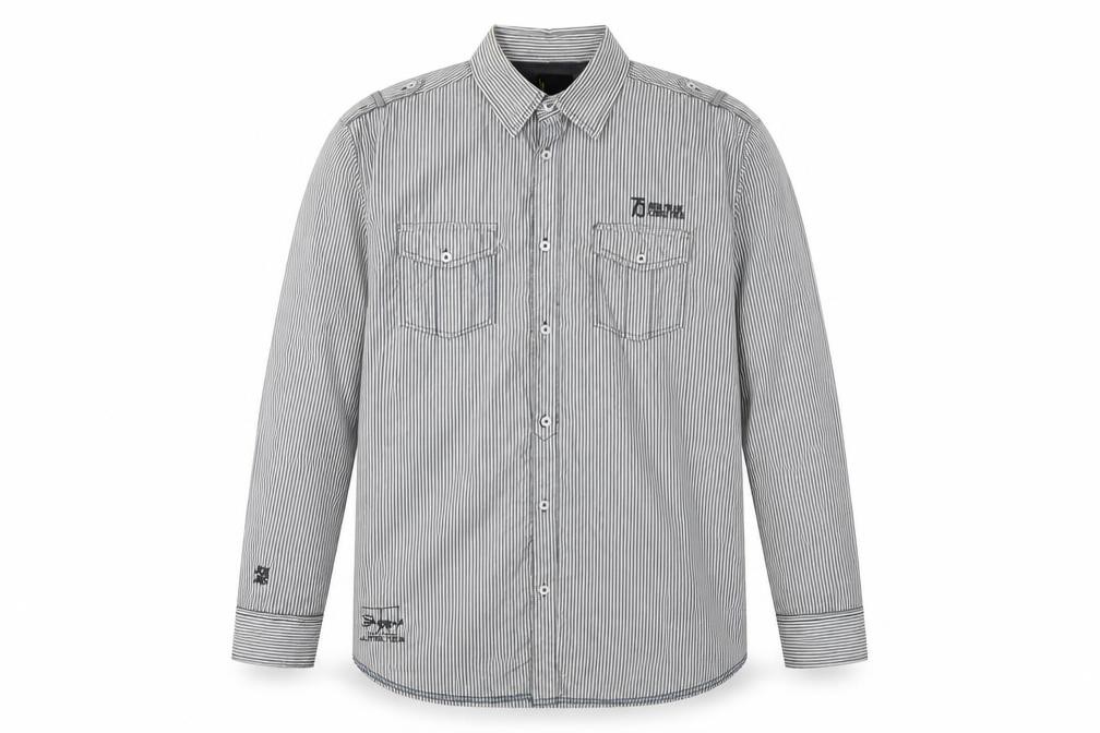 JACK & JONES Mens Button-Up Size XL Black Striped Collared Long Sleeve Casual - front view