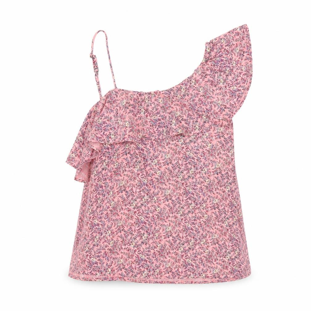 Womens Hollister Size M Camisole Blouse Pink Floral Off the Shoulder Casual - front view