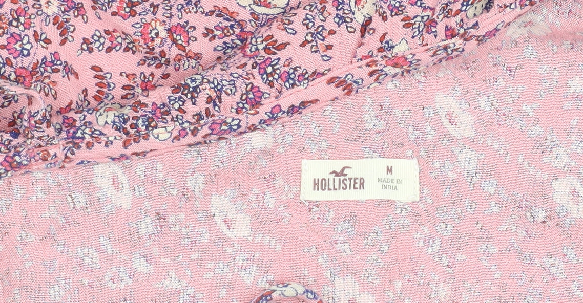 Womens Hollister Size M Camisole Blouse Pink Floral Off the Shoulder Casual - close detail