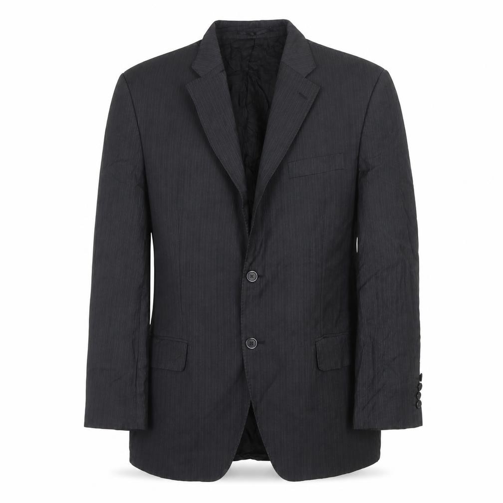 Lanificio F.lli Cerruti Mens Jacket Blazer Size 40 Black Striped Short Business - front view