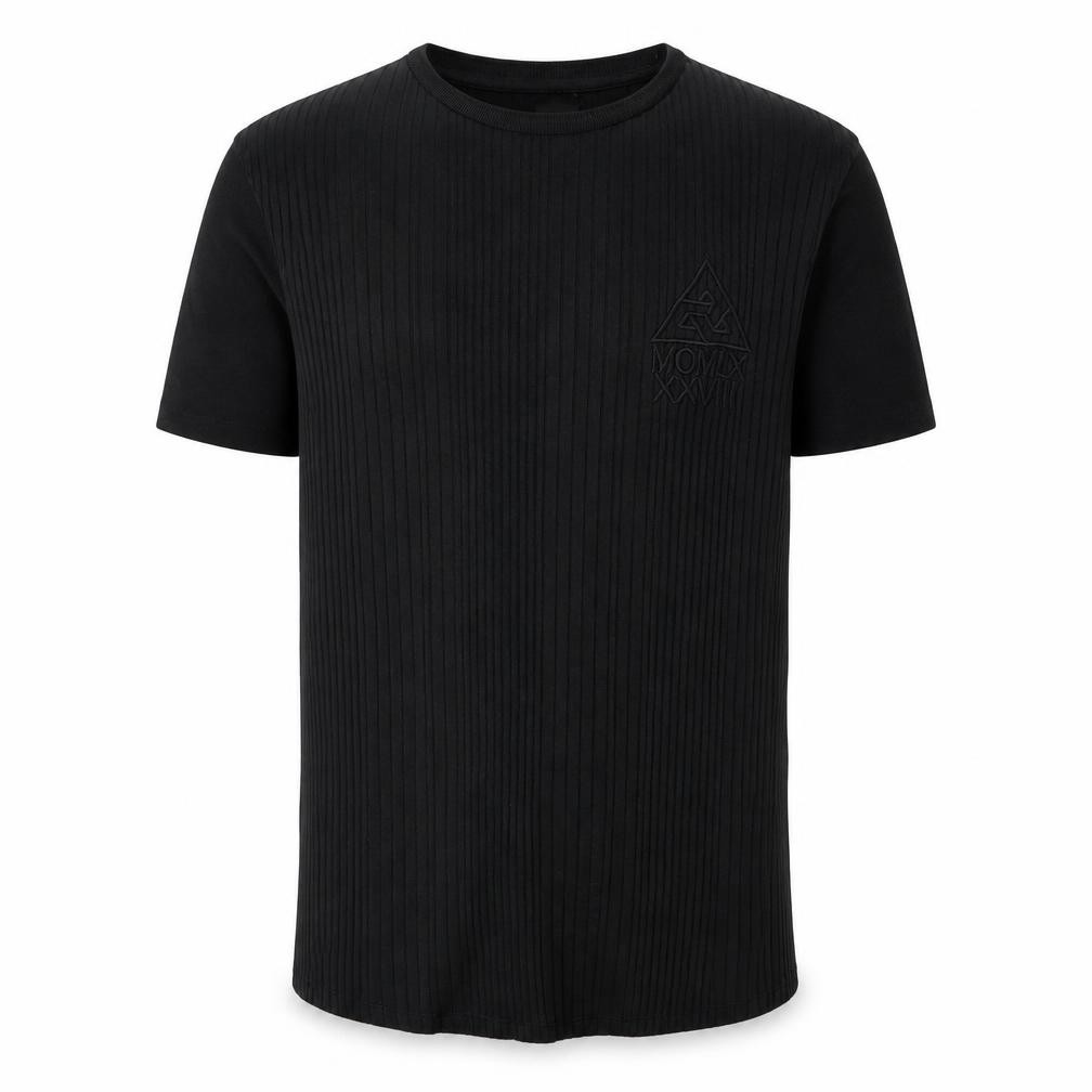 Mens River Island Size S T-Shirt Black Solid Crew Neck Short Sleeve - front view