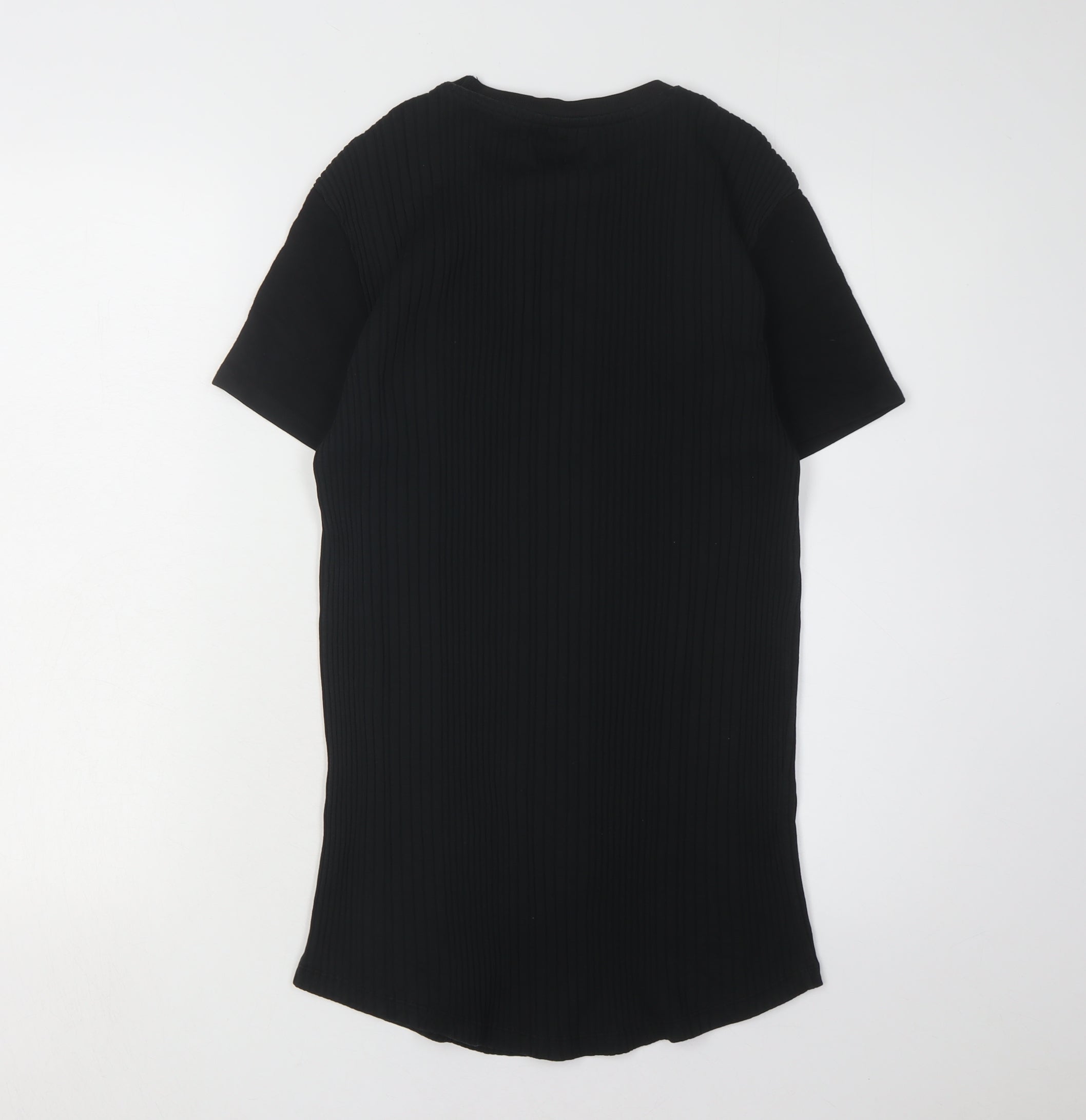 Mens River Island Size S T-Shirt Black Solid Crew Neck Short Sleeve - label detail