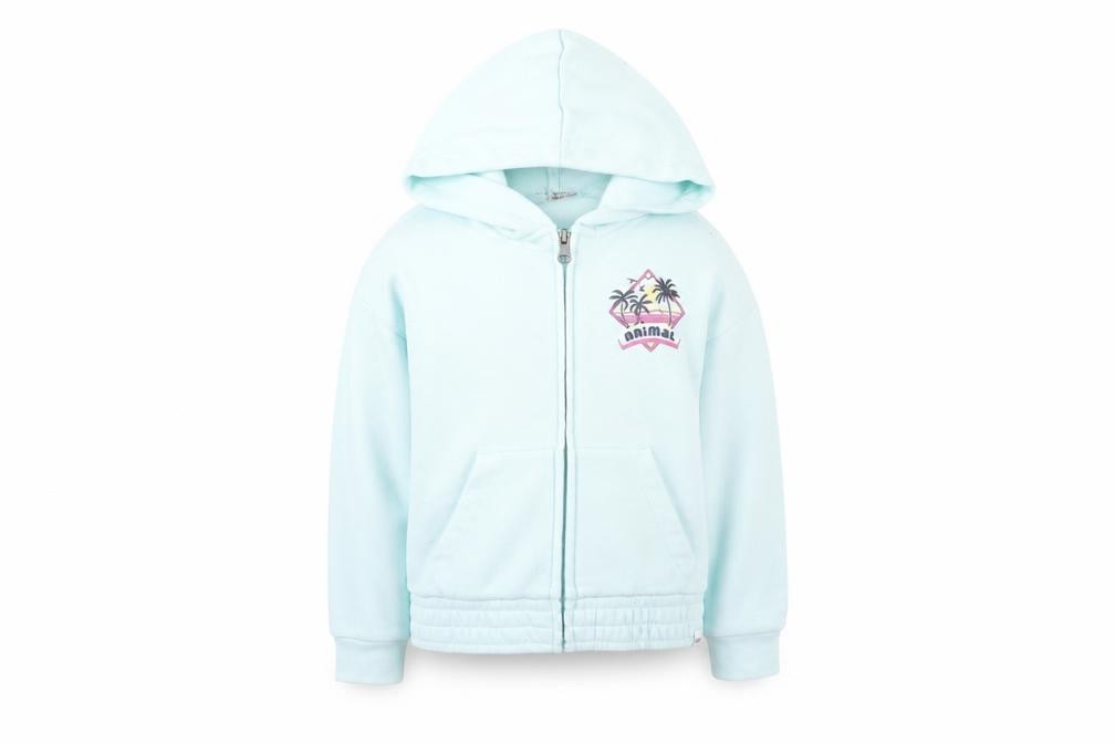 Girls Animal Size 5-6 Years Basic Jacket Blue Short Long Sleeve Casual Hooded - front view