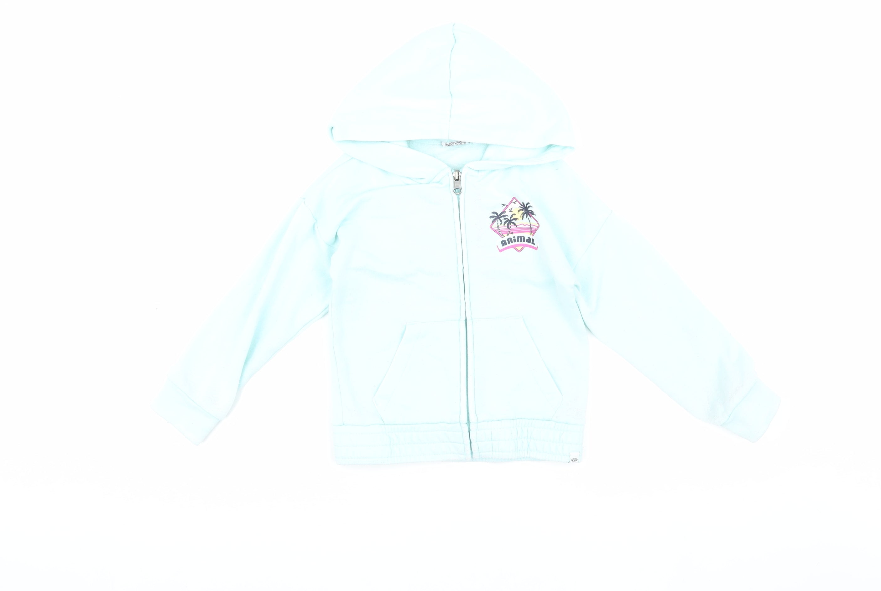 Girls Animal Size 5-6 Years Basic Jacket Blue Short Long Sleeve Casual Hooded - reverse view
