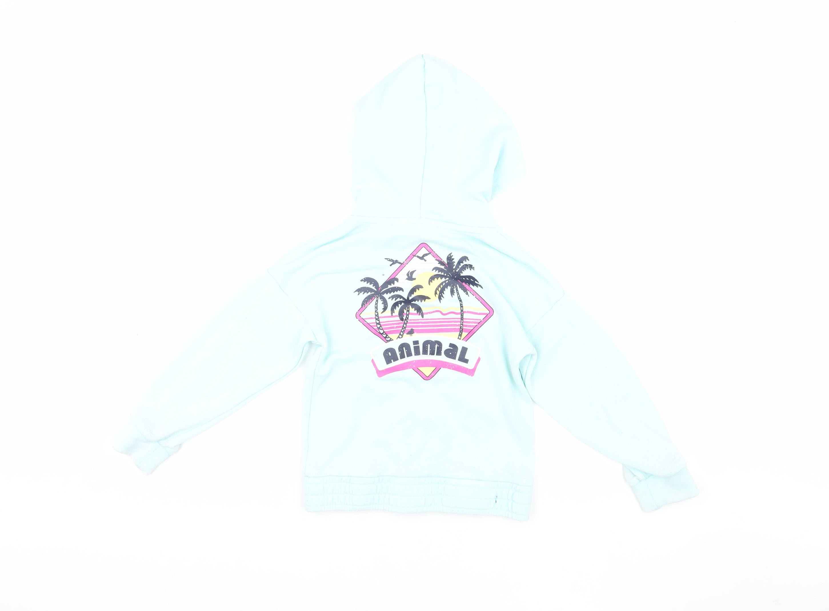 Girls Animal Size 5-6 Years Basic Jacket Blue Short Long Sleeve Casual Hooded - label detail