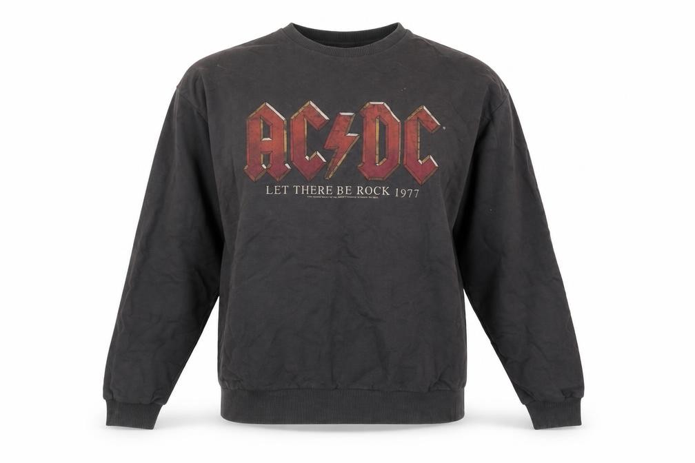 AC/DC Womens Pullover Sweatshirt Size UK 8 Black Long Sleeve Casual Logo - front view