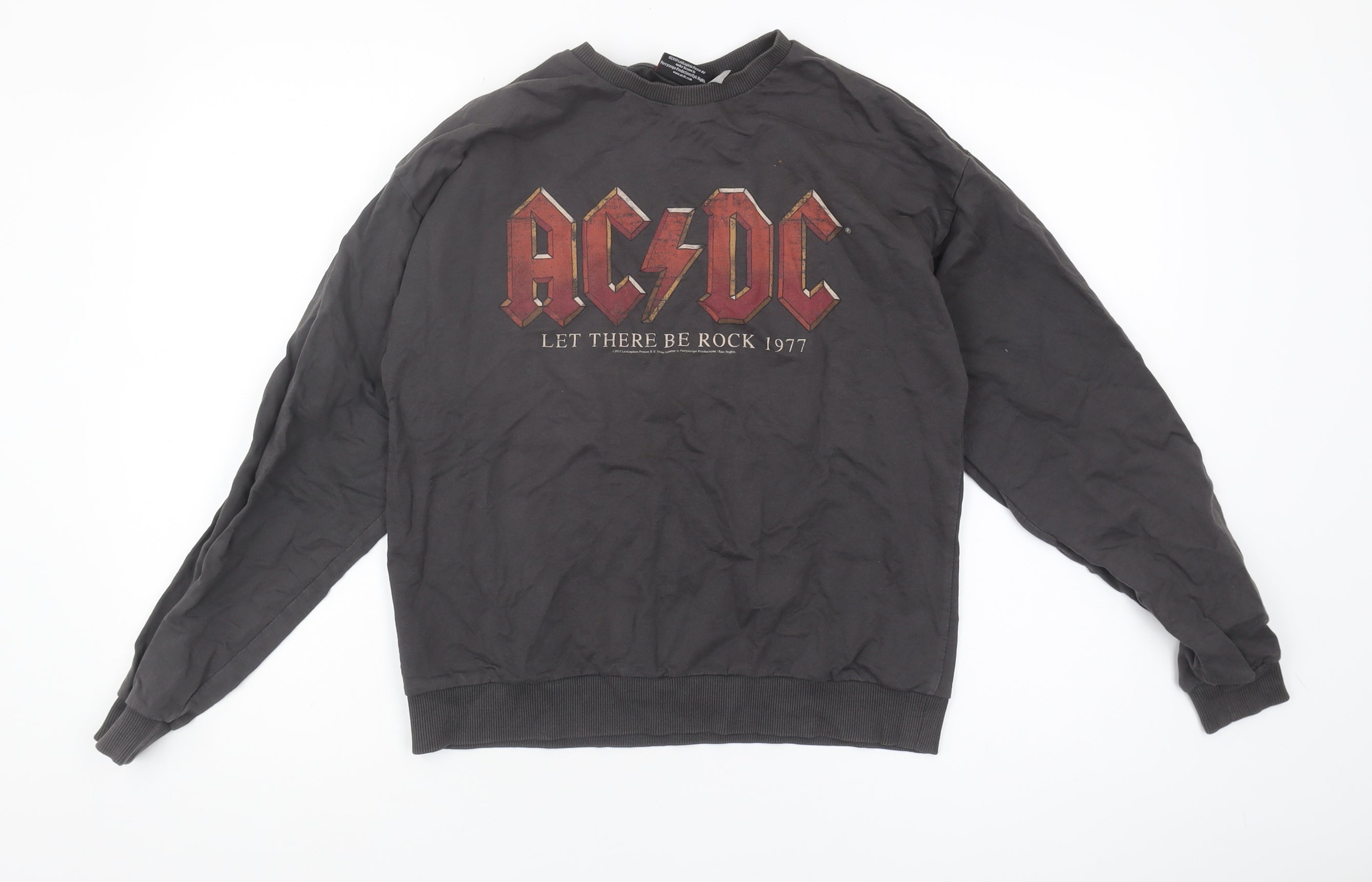AC/DC Womens Pullover Sweatshirt Size UK 8 Black Long Sleeve Casual Logo - reverse view