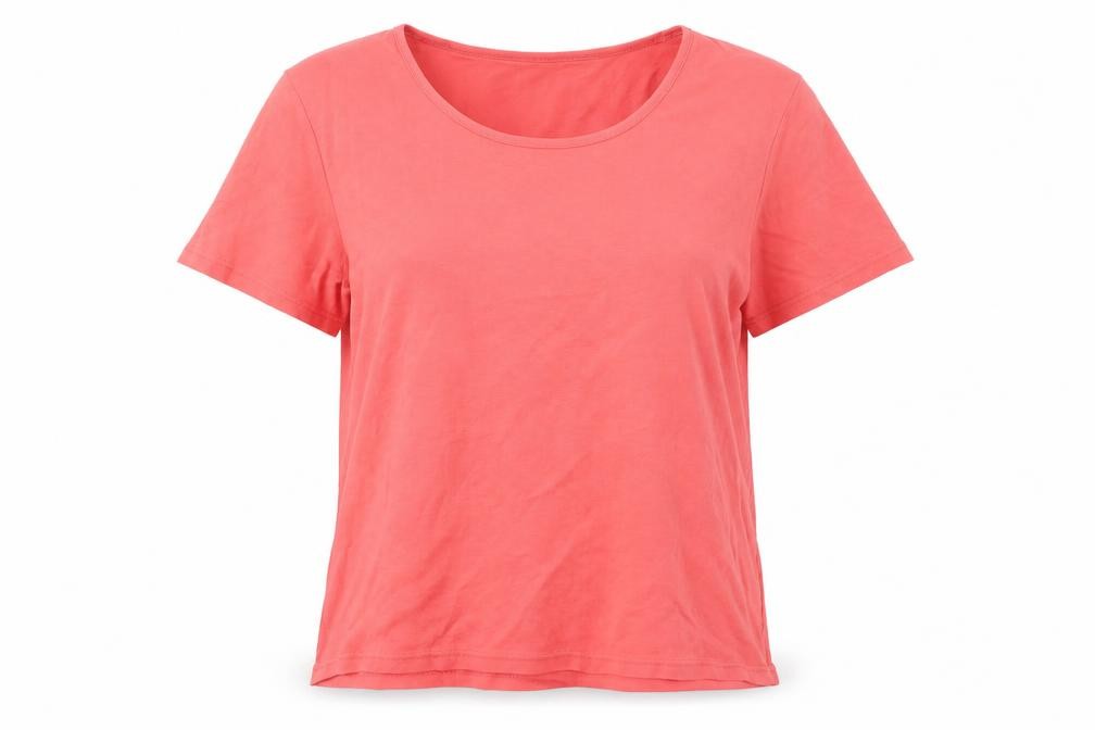 Womens Cotton Traders Size 20 Basic T-Shirt Red Solid Scoop Neck Short Sleeve - front view