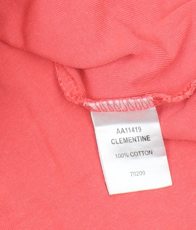 Womens Cotton Traders Size 20 Basic T-Shirt Red Solid Scoop Neck Short Sleeve - close detail