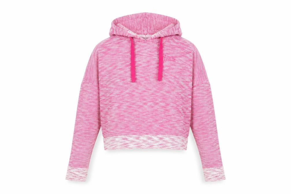 Womens Everlast Size 12 Pullover Hoodie Pink Marled Long Sleeve Activewear Logo - front view