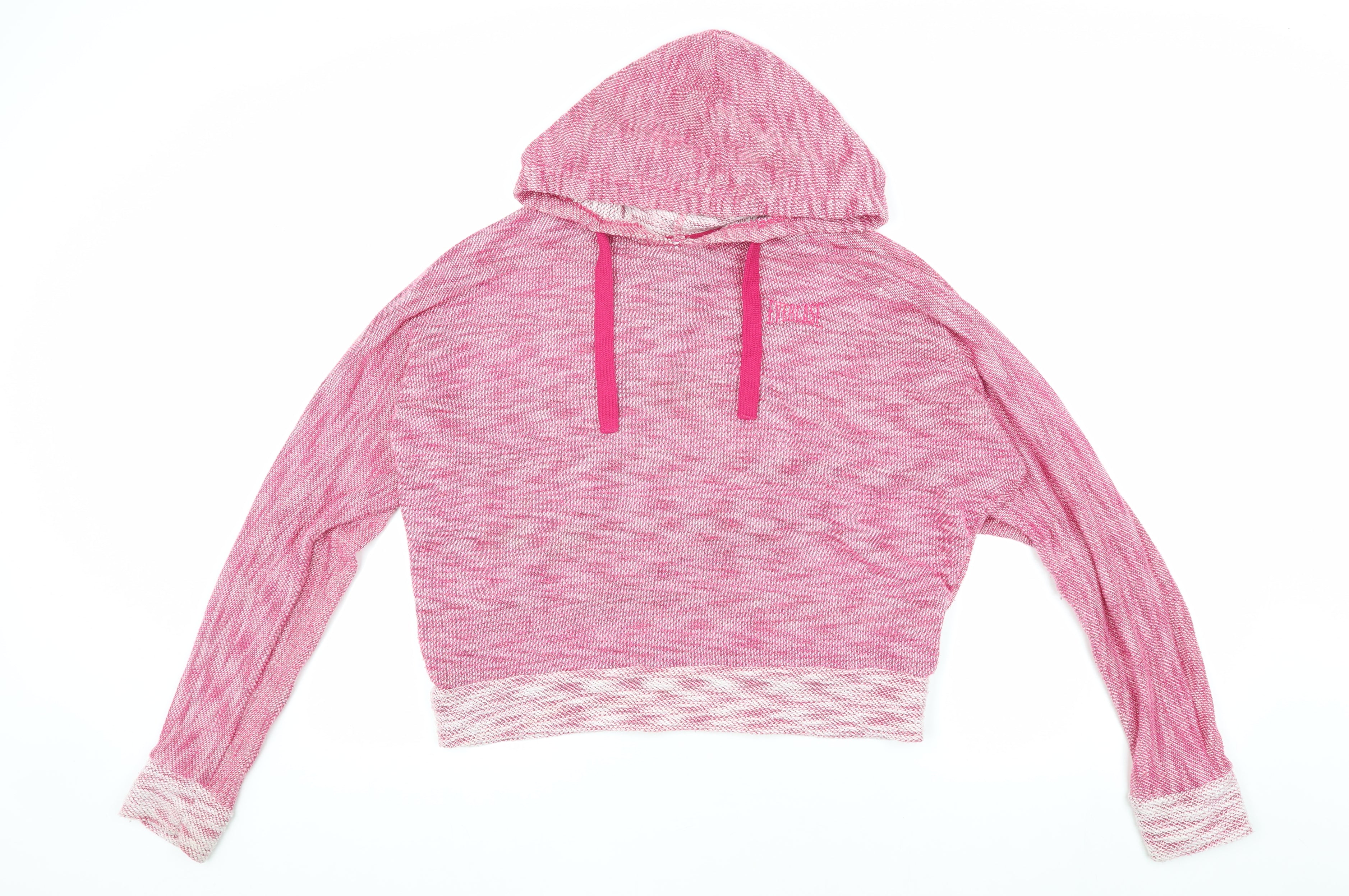 Womens Everlast Size 12 Pullover Hoodie Pink Marled Long Sleeve Activewear Logo - reverse view