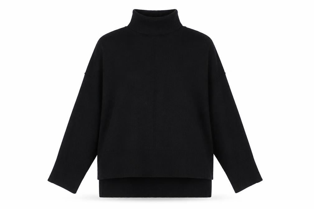 Womens VILA Size L Pullover Jumper Black High Neck Long Sleeve Casual - front view