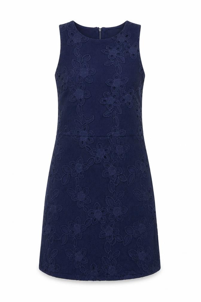 Warehouse Womens Tank Dress Size 8 Blue Floral Knee Length Round Neck Sleeveless - front view