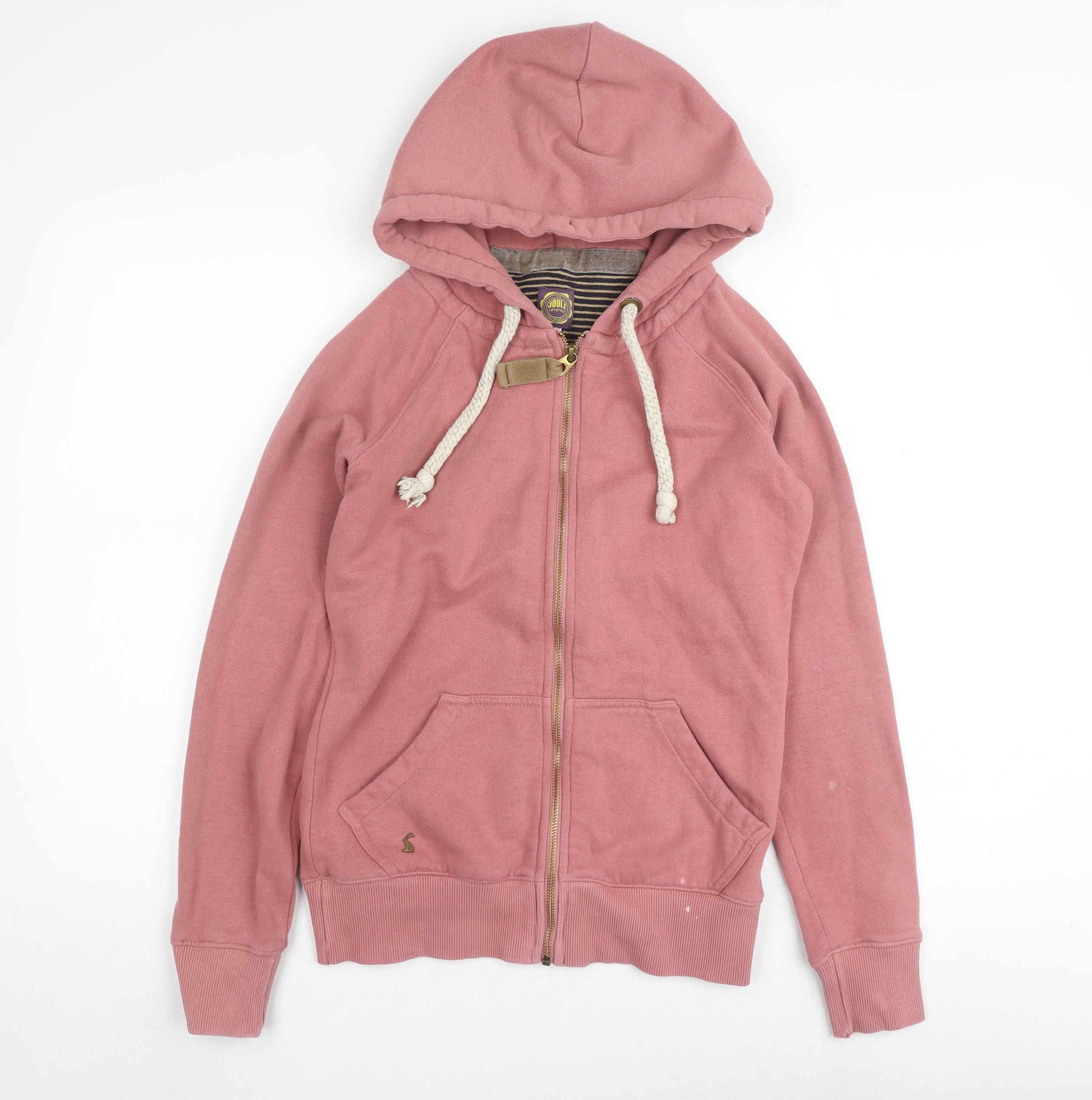 Joules Womens Full Zip Hoodie Size 8 Pink Long Sleeve Casual Hooded - reverse view