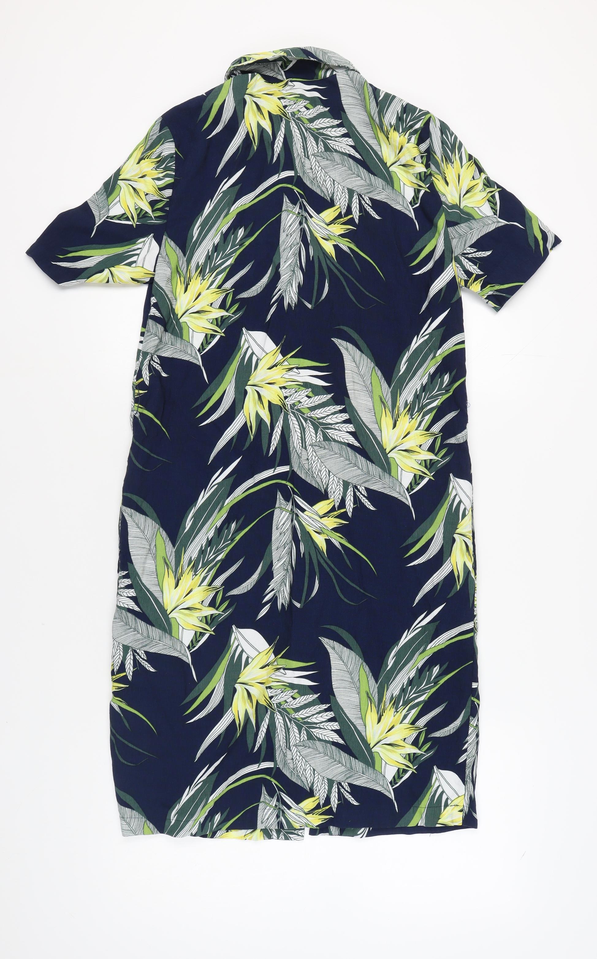 Womens Warehouse Size 10 Shirt Dress Multicoloured Floral Midi Collared Button - label detail