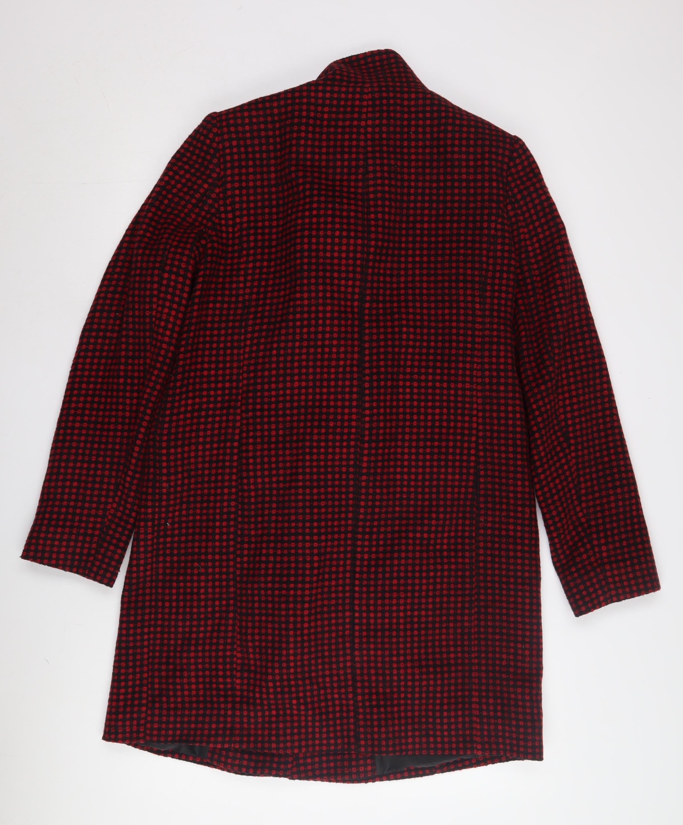 The Collection by Debenhams Womens Pea Coat Size 10 Red Checked Mid-Length - label detail