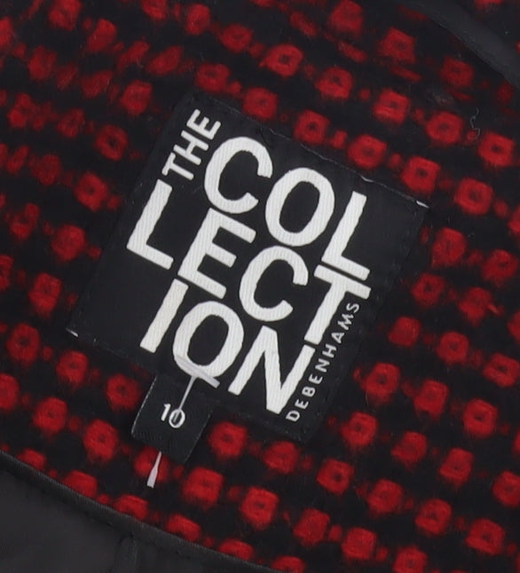 The Collection by Debenhams Womens Pea Coat Size 10 Red Checked Mid-Length - close detail