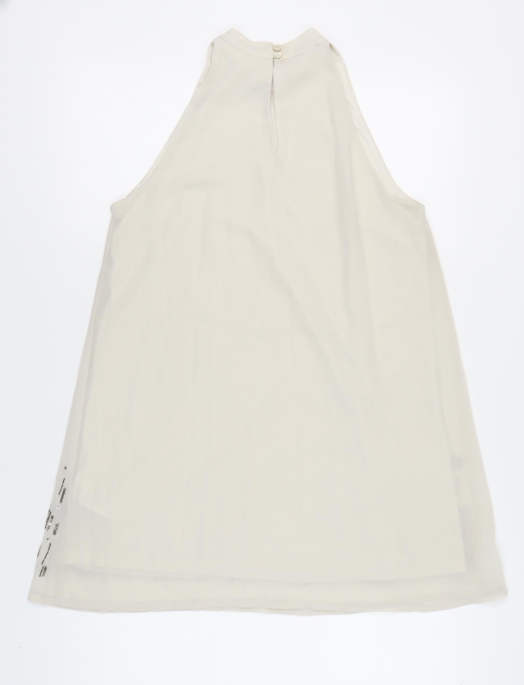 Womens H&M Size 12 A-Line Dress Ivory Midi High Neck Sleeveless Party/Cocktail - label detail