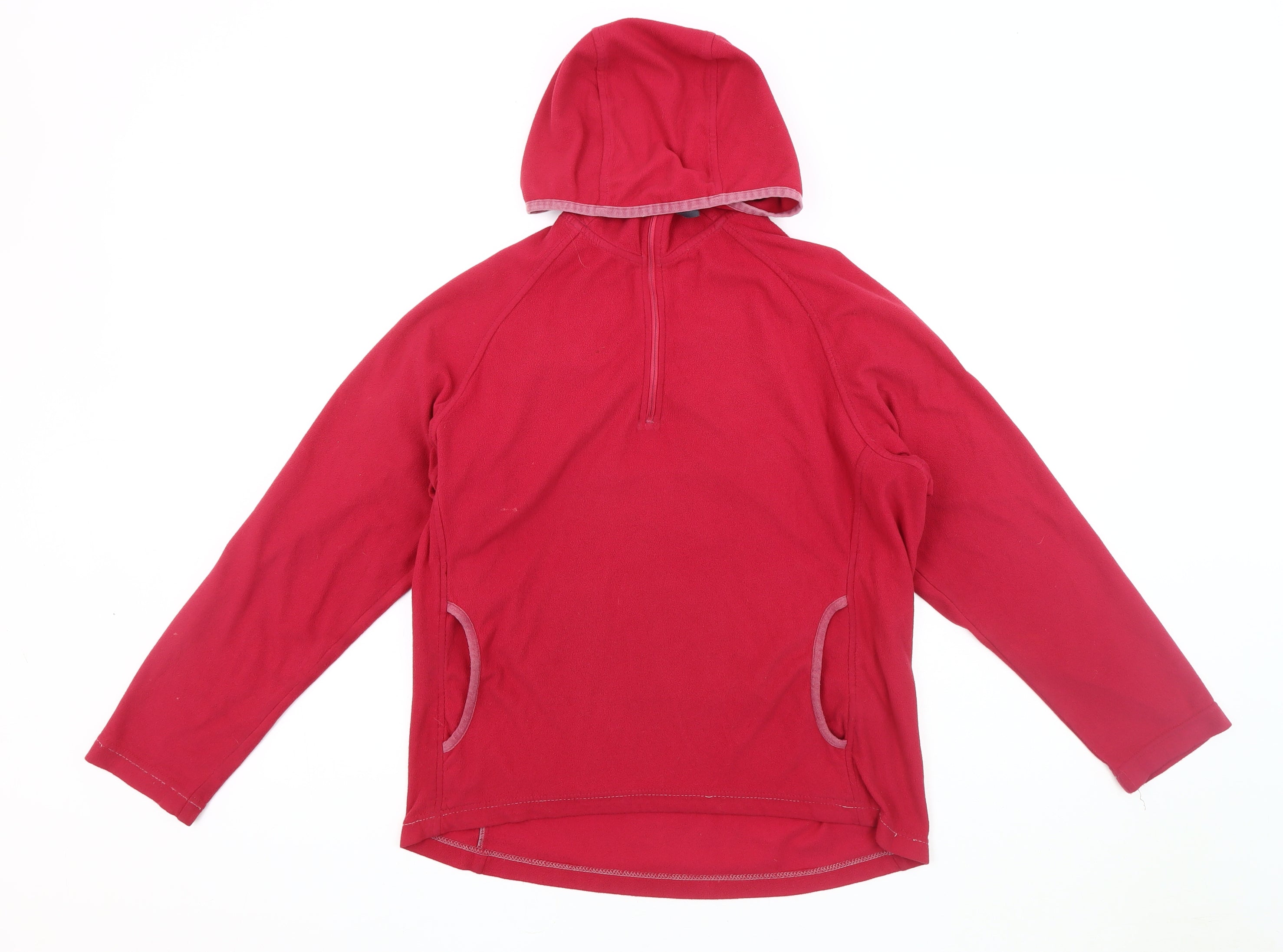 Womens Berghaus Size 12 Pullover Hoodie Red Long Sleeve Activewear 1/2 Zip - reverse view