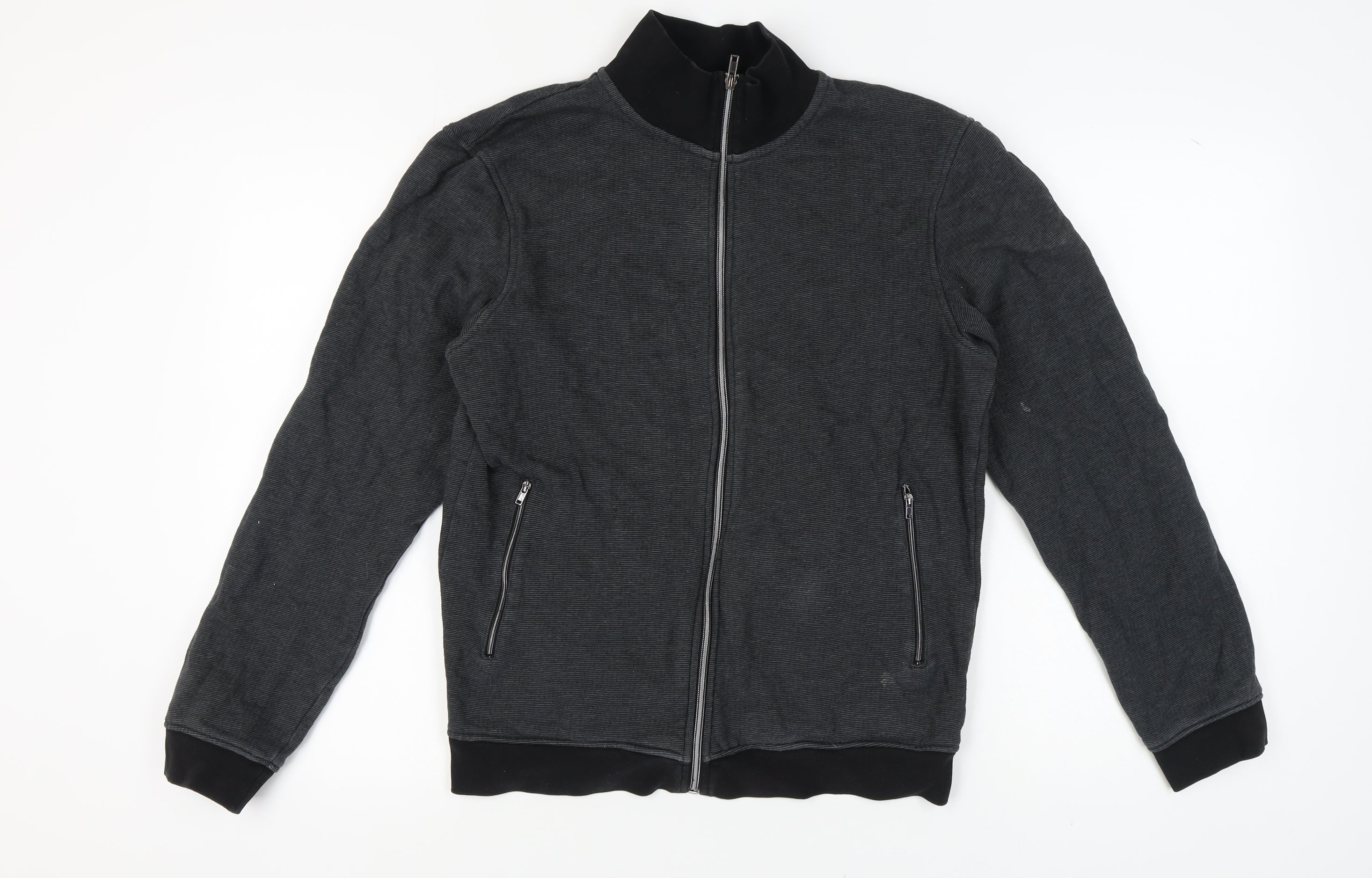 Mens NEXT Size M Full Zip Sweatshirt Black Long Sleeve - reverse view