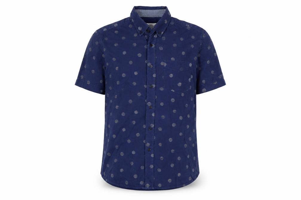 NEXT Boys Basic Button-Up Size S Blue Graphic Print Collared Short Sleeve Casual - front view