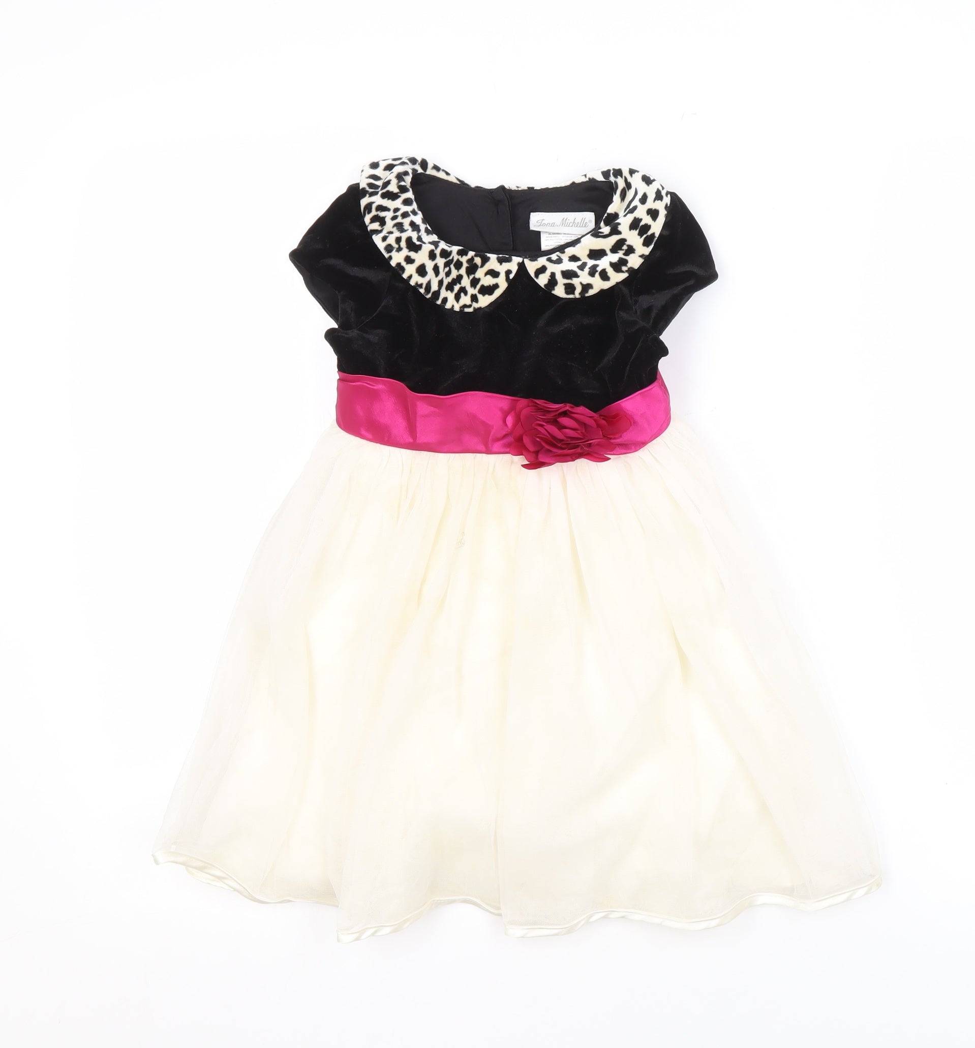 Girls Jona Michelle Size 4 Years Fit & Flare Dress Multicoloured Animal Print - reverse view