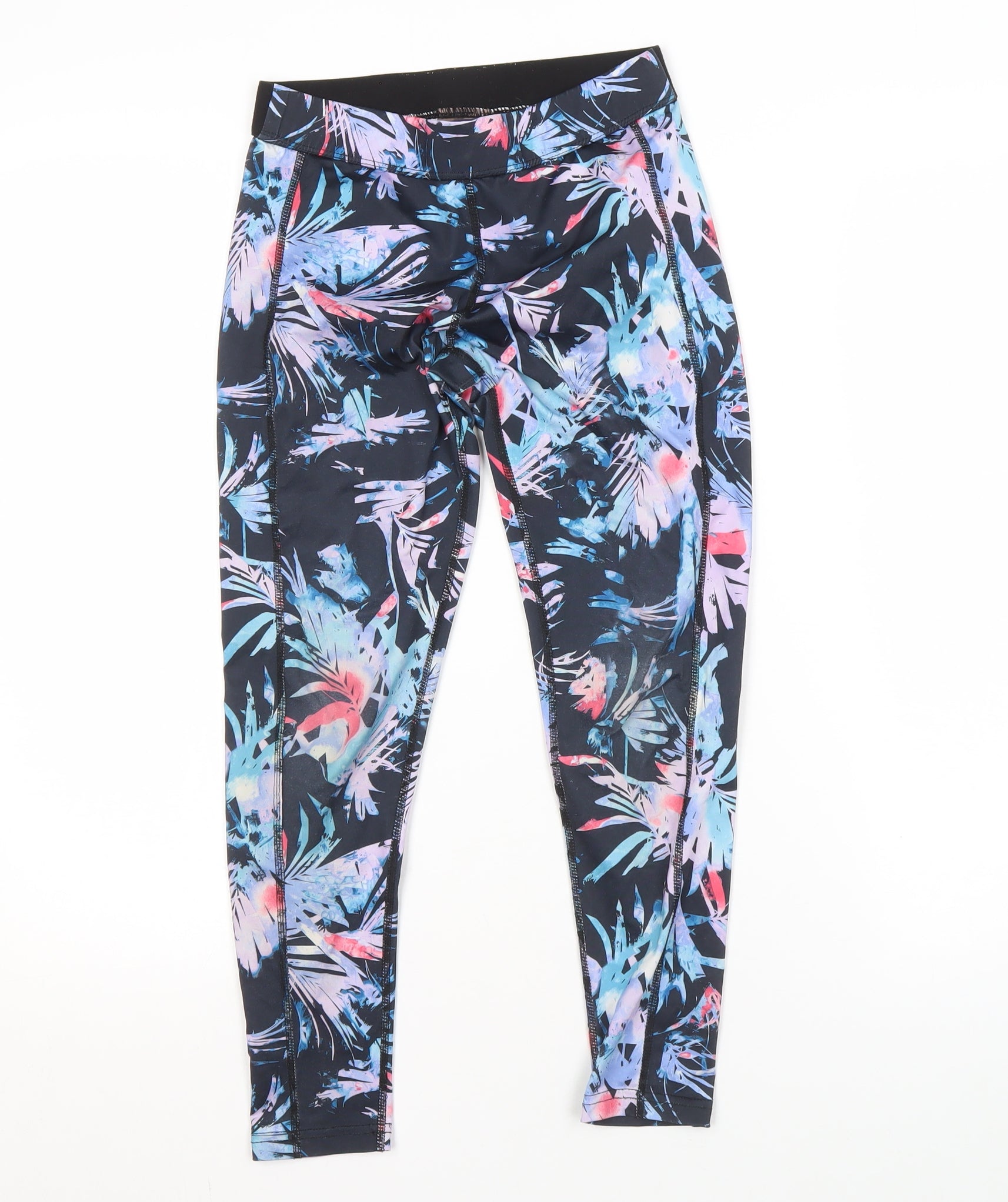 USA Pro Girls Leggings Trousers Size 11-12 Years Multicoloured Floral Activewear - reverse view