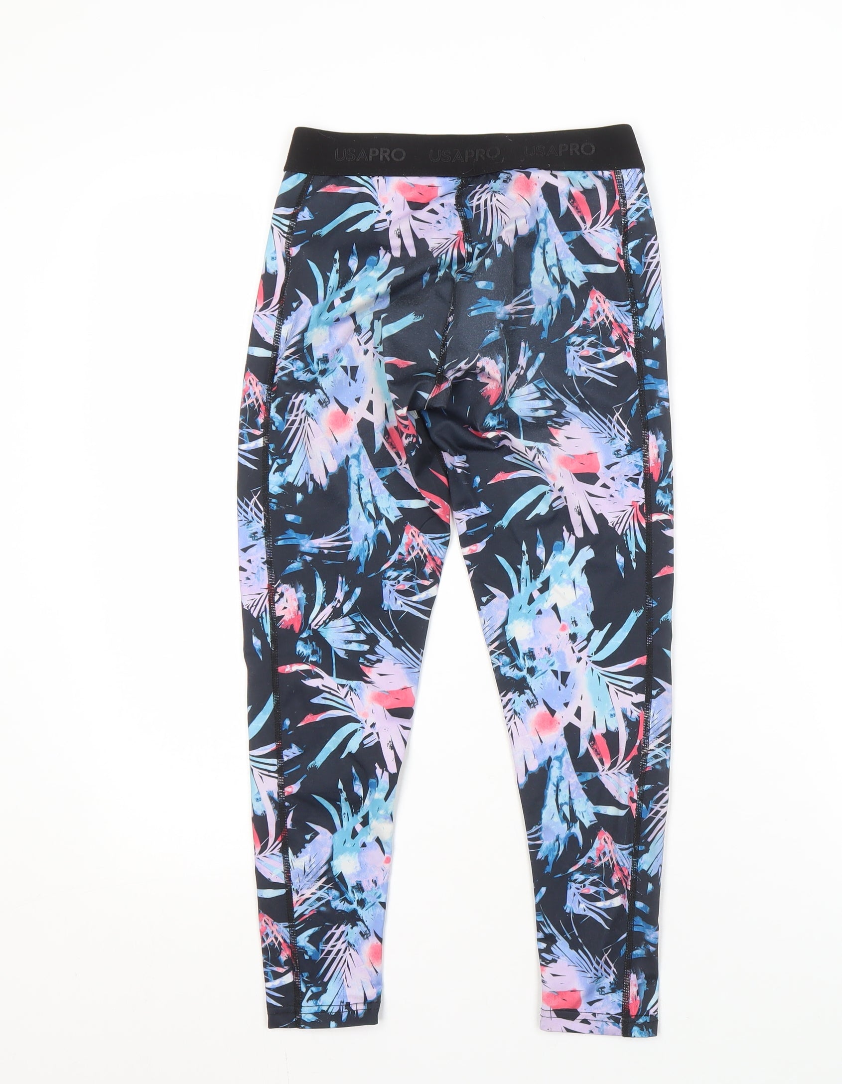 USA Pro Girls Leggings Trousers Size 11-12 Years Multicoloured Floral Activewear - label detail