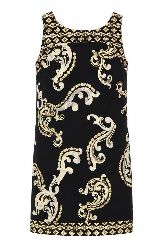 Womens Wallis Size 12 Sheath Dress Black Paisley Knee Length Scoop Neck Formal - front view