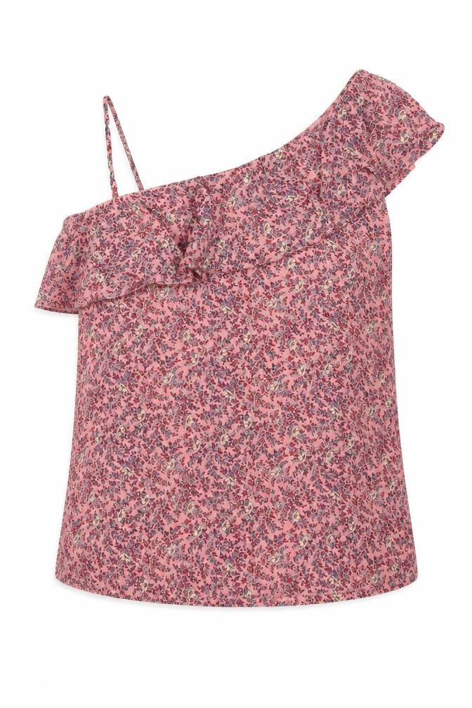 Womens Hollister Size S Camisole Blouse Pink Floral One Shoulder Sleeveless - front view