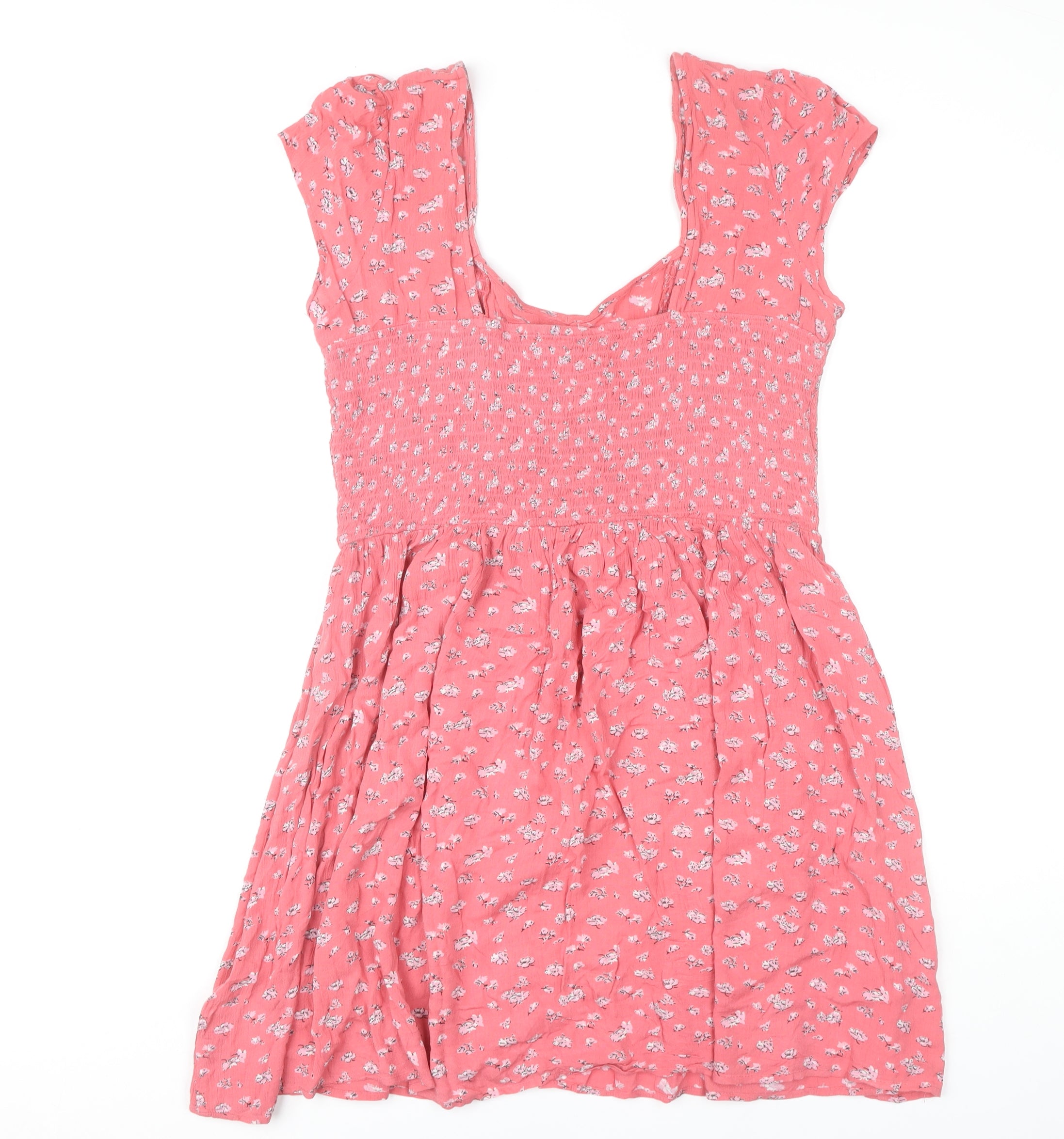 Brave Soul Womens Shift Dress Size L Pink Floral Short Scoop Neck Short Sleeve - label detail