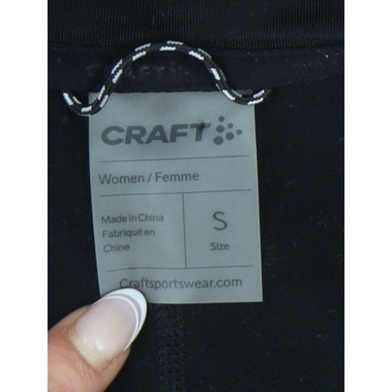 CRAFT Womens Full Zip Sweatshirt Size S Black Long Sleeve Activewear - close detail