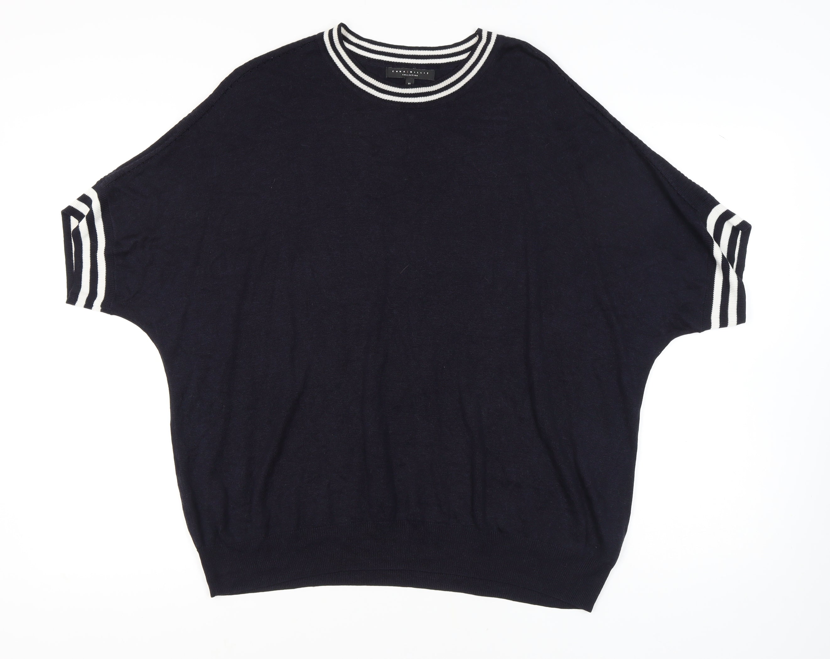 Emma Willis Collection Womens Pullover Jumper Size XL Black Crew Neck Casual - reverse view