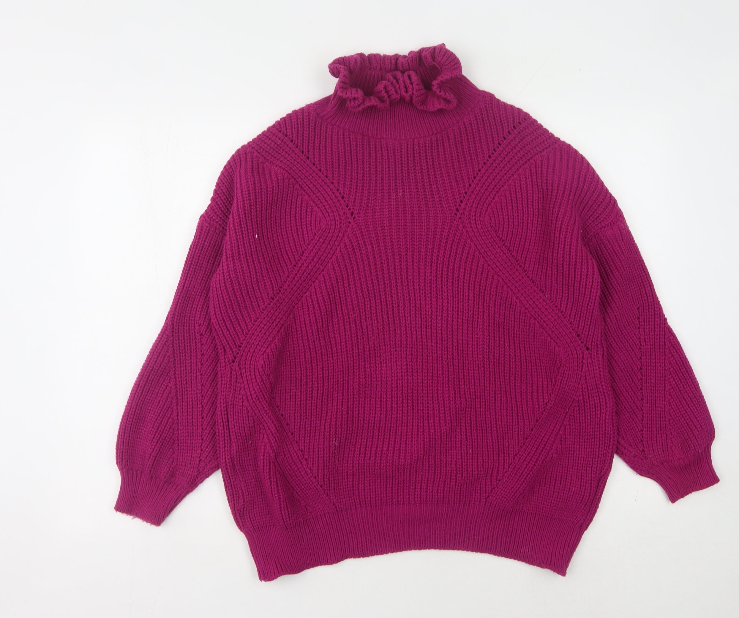Topshop Womens Pullover Jumper Size UK 6 Purple High Neck Long Sleeve Casual - reverse view
