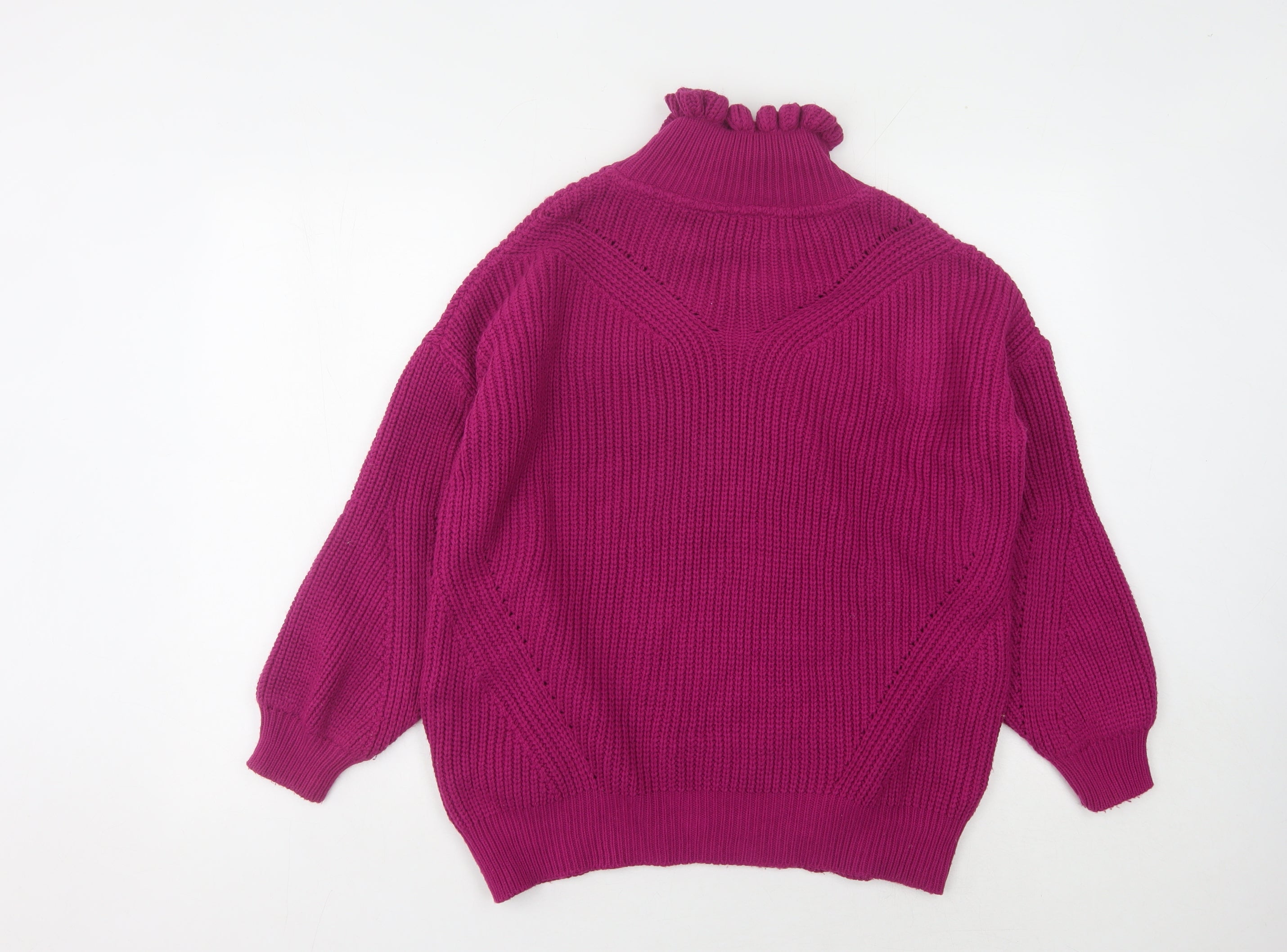 Topshop Womens Pullover Jumper Size UK 6 Purple High Neck Long Sleeve Casual - label detail