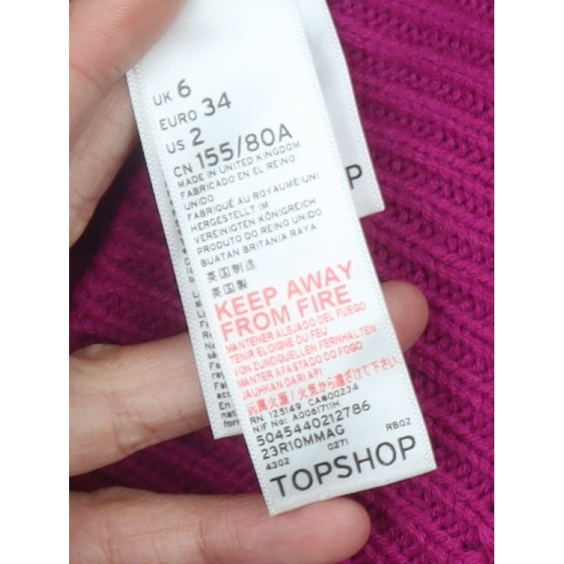 Topshop Womens Pullover Jumper Size UK 6 Purple High Neck Long Sleeve Casual - close detail