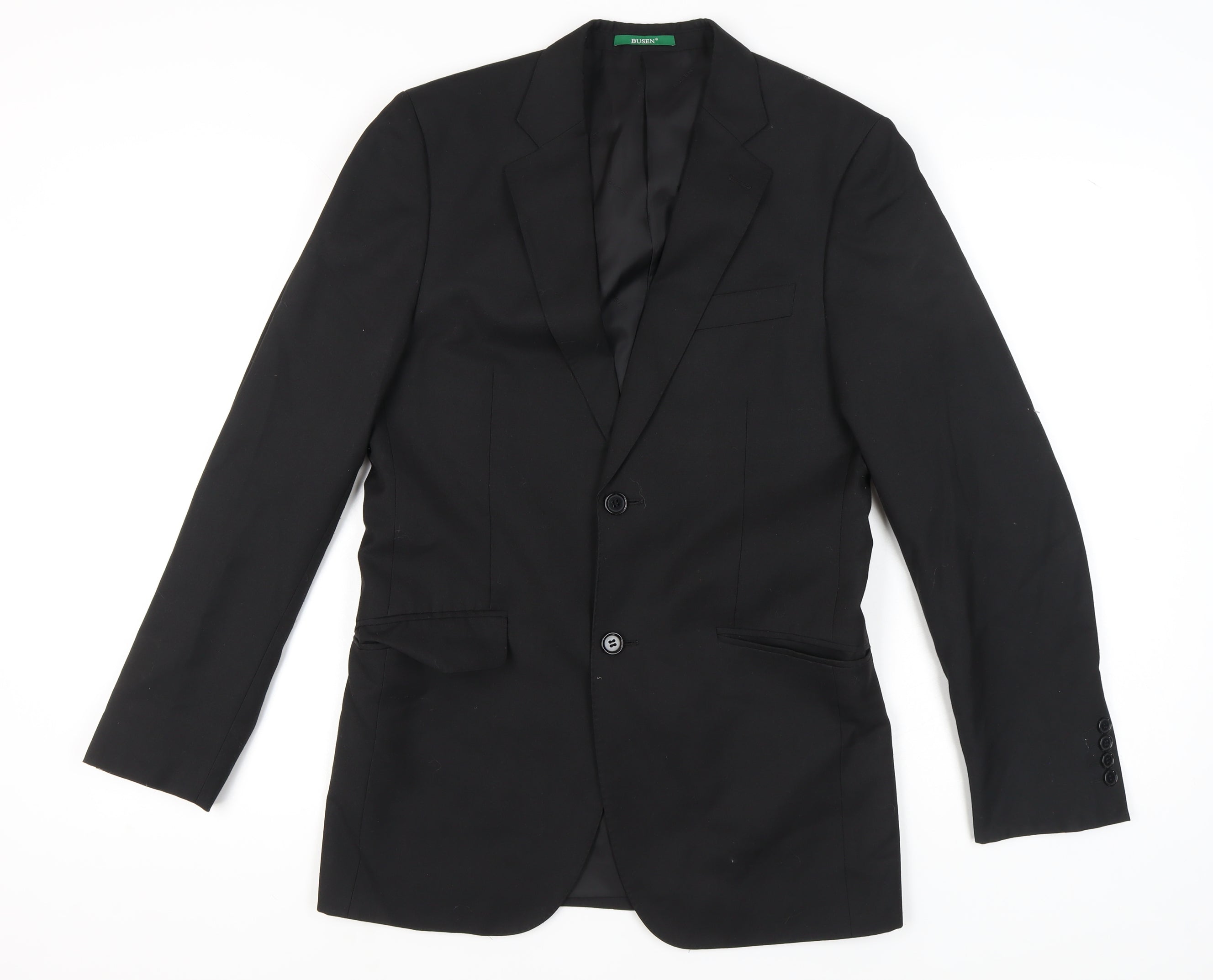 Mens Busen Size 46 Jacket Blazer Black Business W32 - reverse view