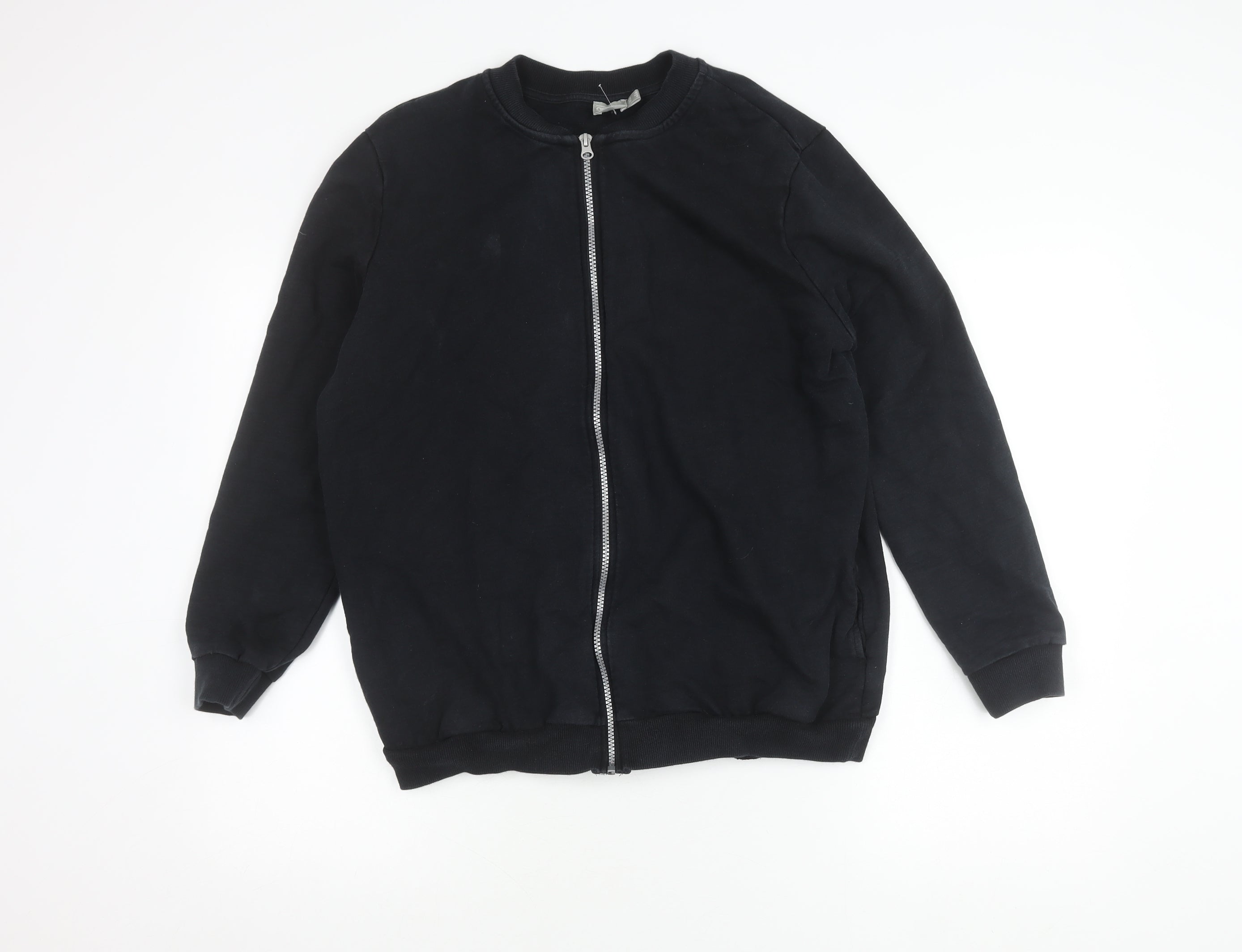 ASOS Womens Bomber Jacket Size 12 Black Mid-Length Long Sleeve Casual Full Zip - reverse view