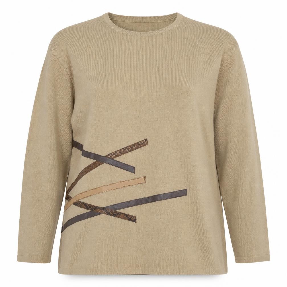 Womens Chianti Size XL Pullover Jumper Beige Crew Neck Long Sleeve Casual - front view