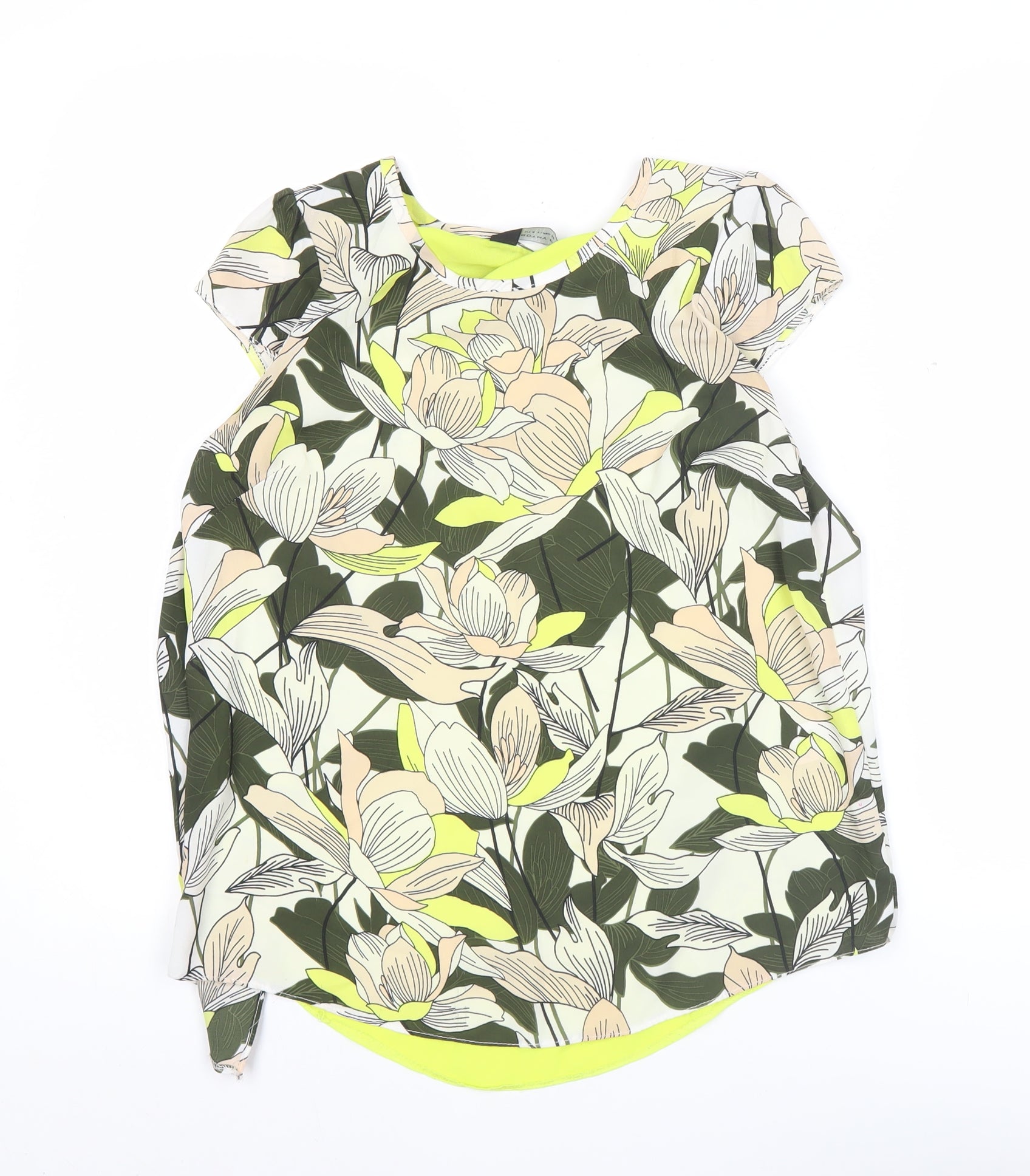 Womens Dorothy Perkins Size 8 Tunic Blouse Multicoloured Floral Round Neck - reverse view