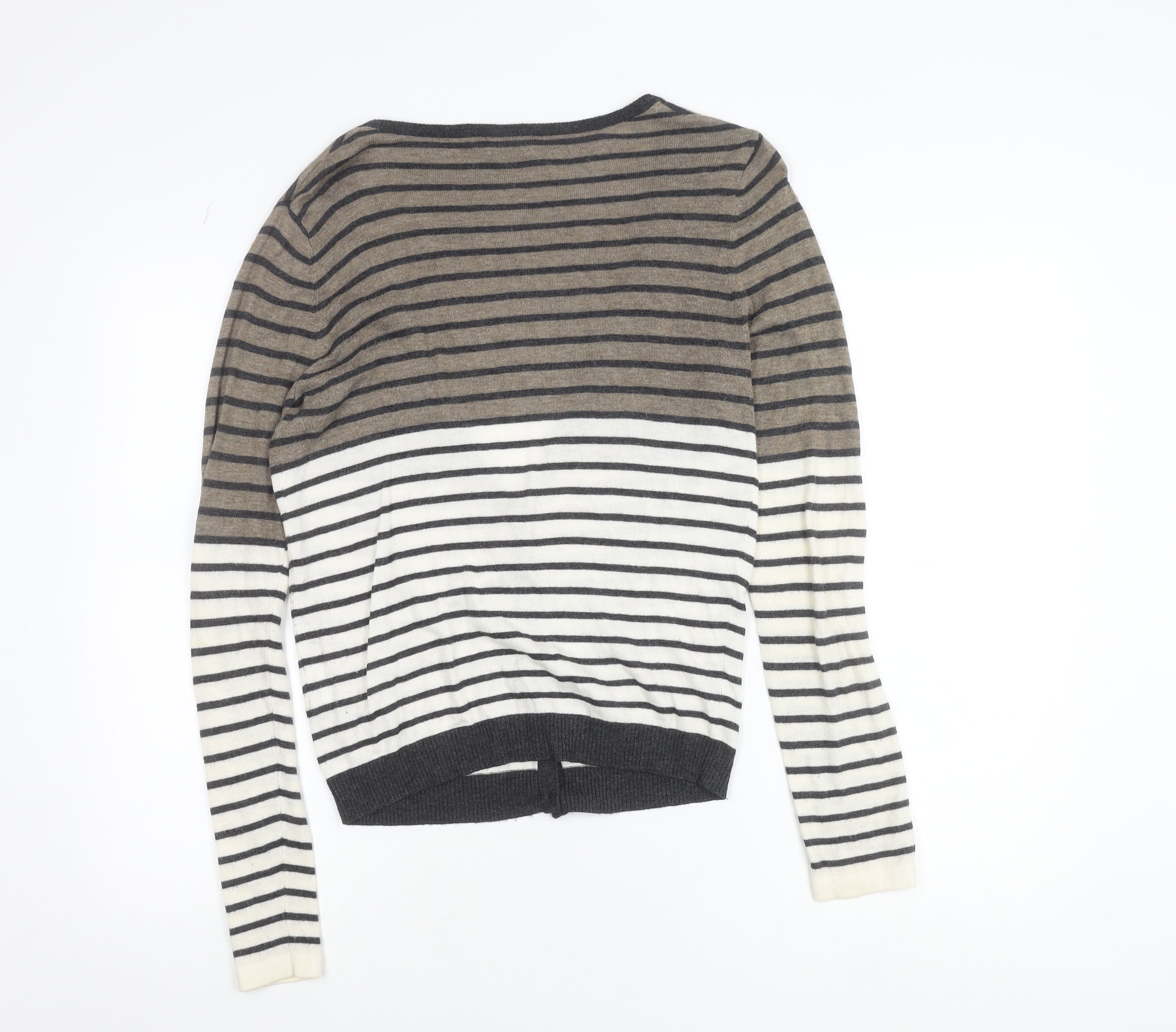 Womens Mexx Size M Cardigan Jumper Multicoloured V-Neck Striped Long Sleeve - close detail