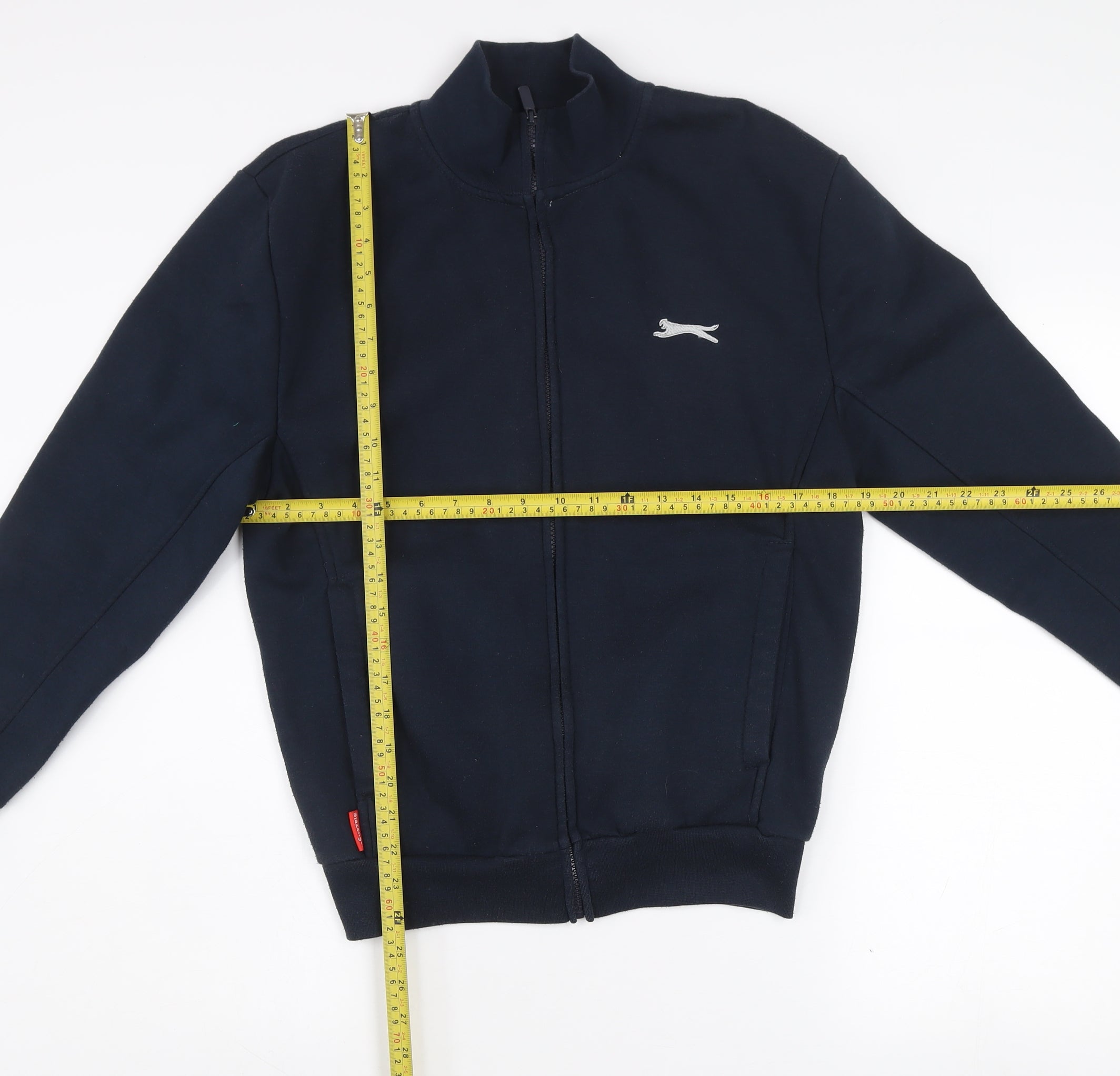 Slazenger Womens Bomber Jacket Size XS Black Short Long Sleeve Casual Full Zip - label detail