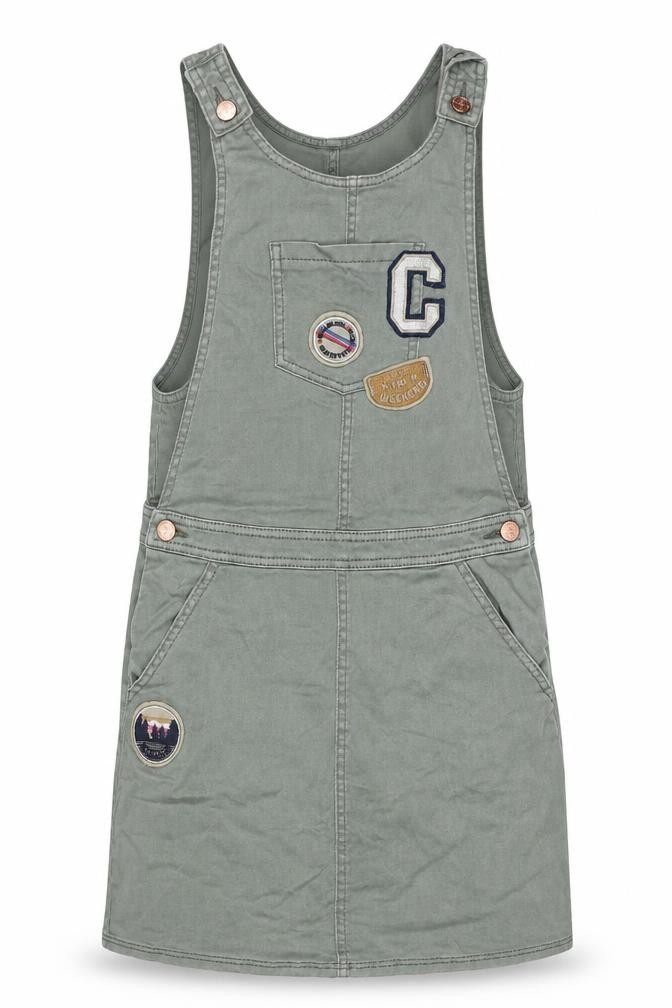 Marks & Spencer Girls Pinafore/Dungaree Dress Size 12-13 Years Green Knee Length - front view