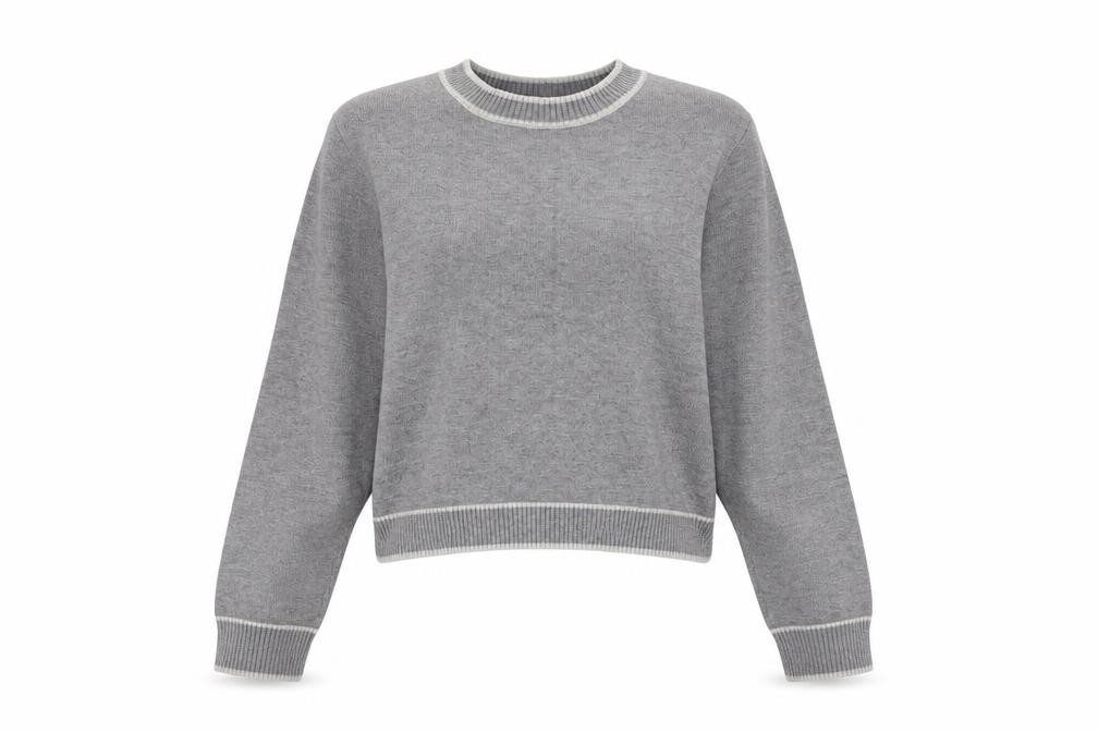 Womens Theo & Spence Size S Pullover Jumper Grey Crew Neck Long Sleeve Casual - front view
