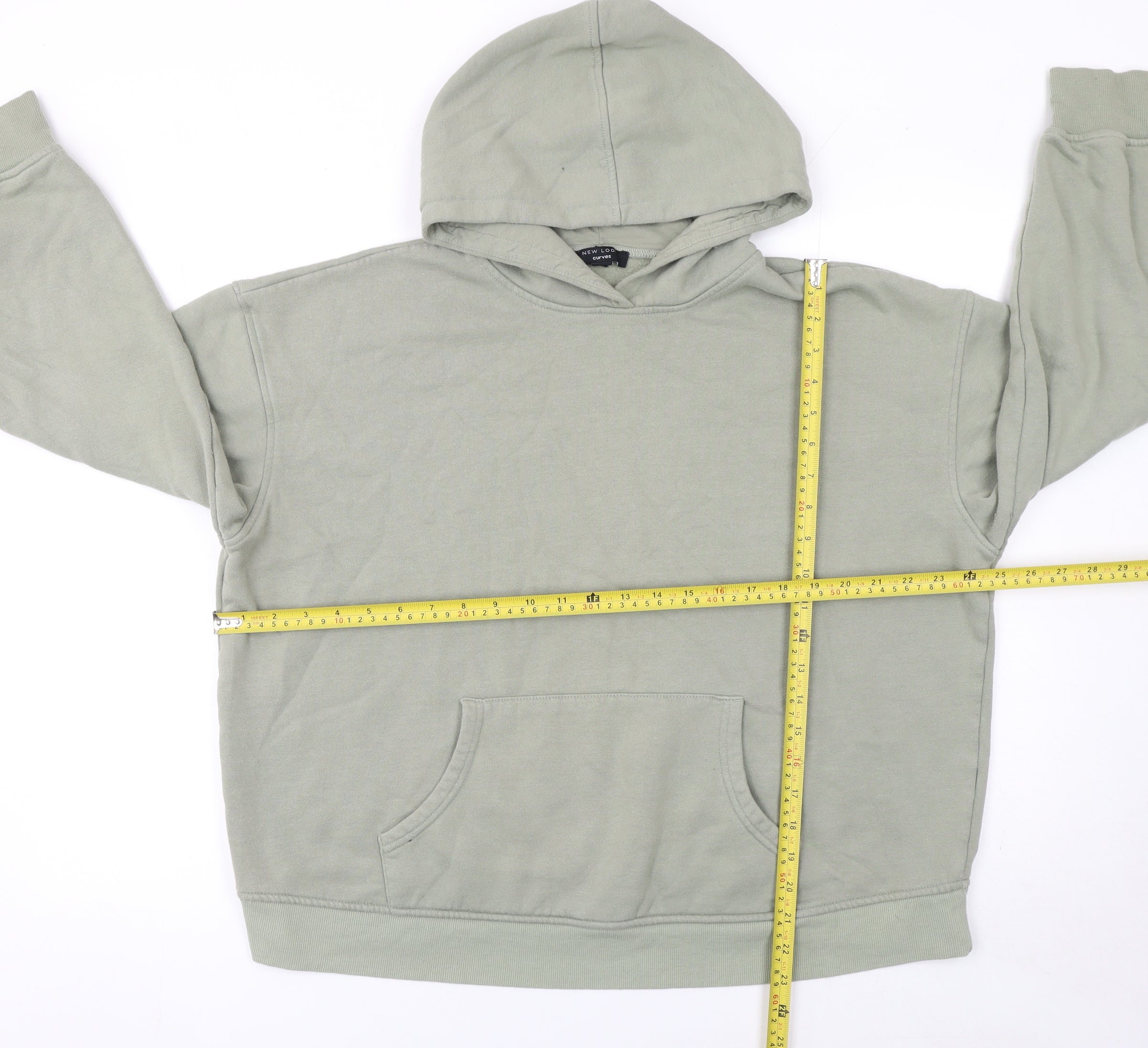 Womens New Look Size S Pullover Hoodie Green Long Sleeve Casual Hooded - label detail