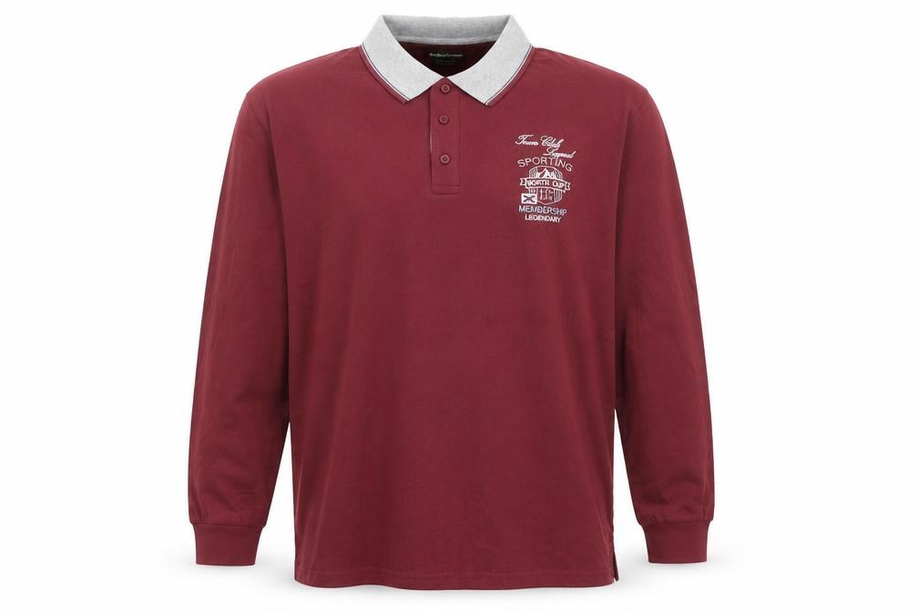 Atlas For Men Mens Polo Size 3XL Red Solid Collared Long Sleeve Casual - front view